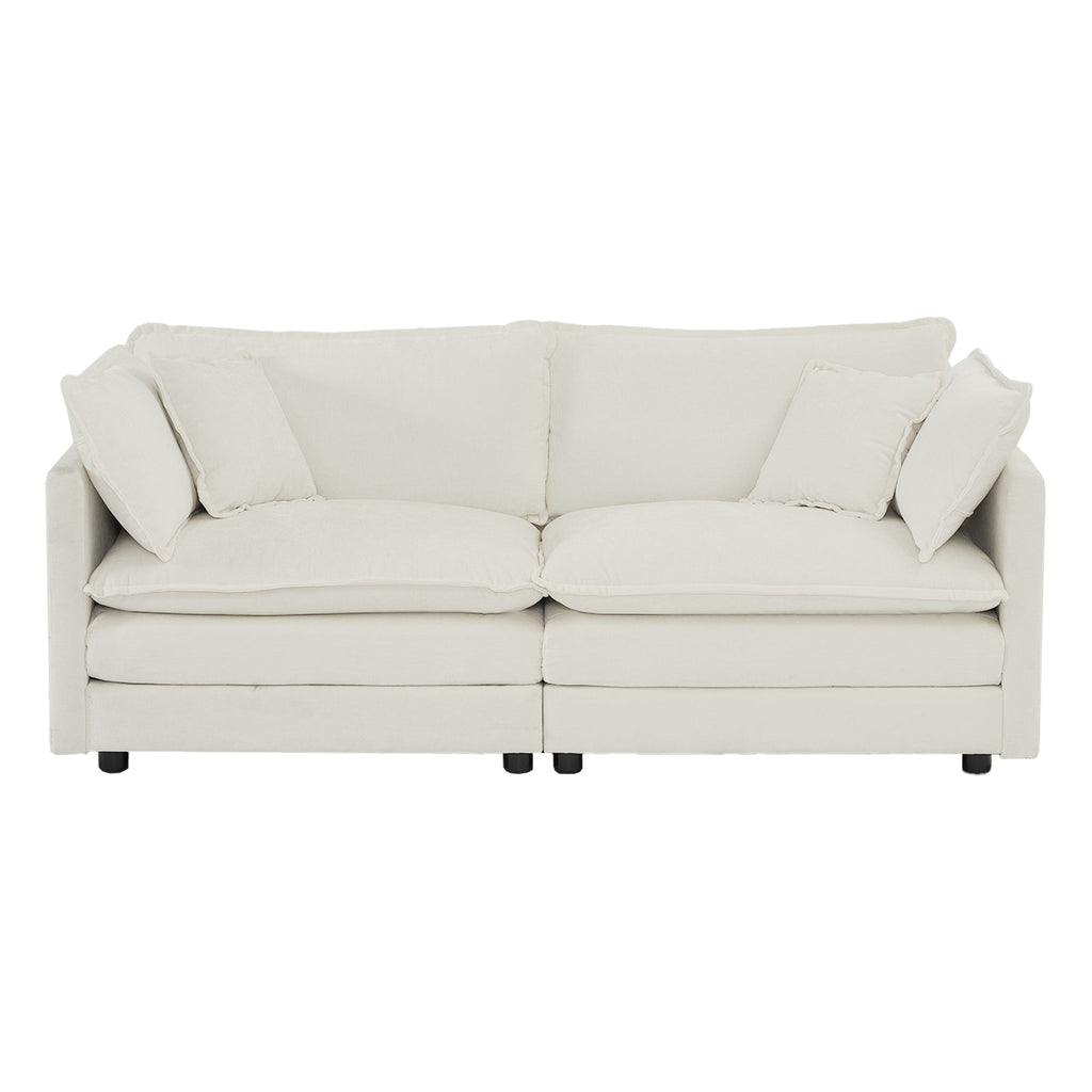 3 Piece Sofa Set Oversized Sofa Comfy Sofa Couch, 2 Pieces of 2 Seater and 1 Piece of 3 Seater Sofa  for Living Room, Deep Seat Sofa White Chenille