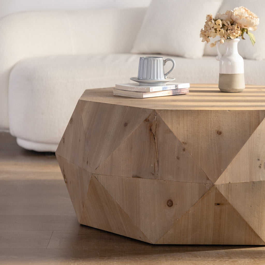 38"Three-dimensional Embossed Pattern Design American Retro Style Coffee Table(Same SKU:W757136671)