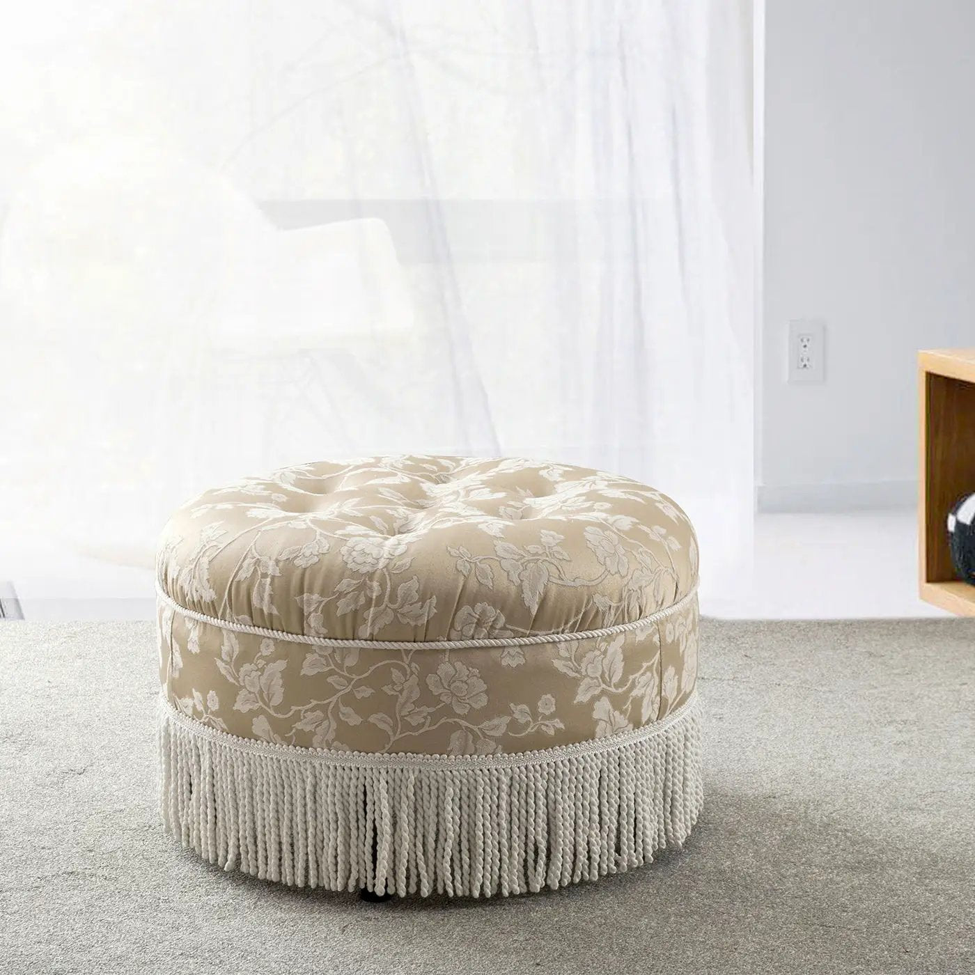 Yolanda - Round Upholstered Accent Ottoman