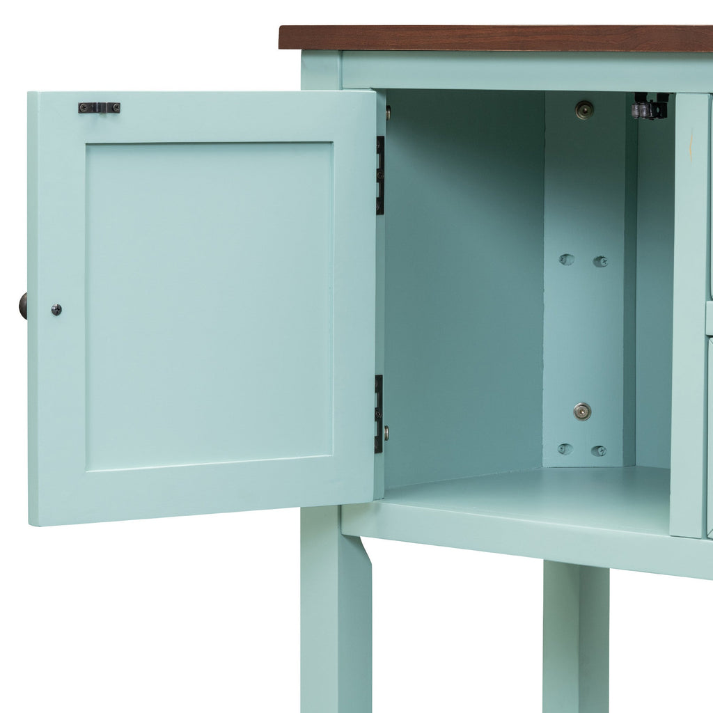 TREXM Cambridge Series  Ample Storage Vintage Console Table with Four Small Drawers and Bottom Shelf for Living Rooms, Entrances and Kitchens (Retro Blue, OLD SKU: WF190263AAC)