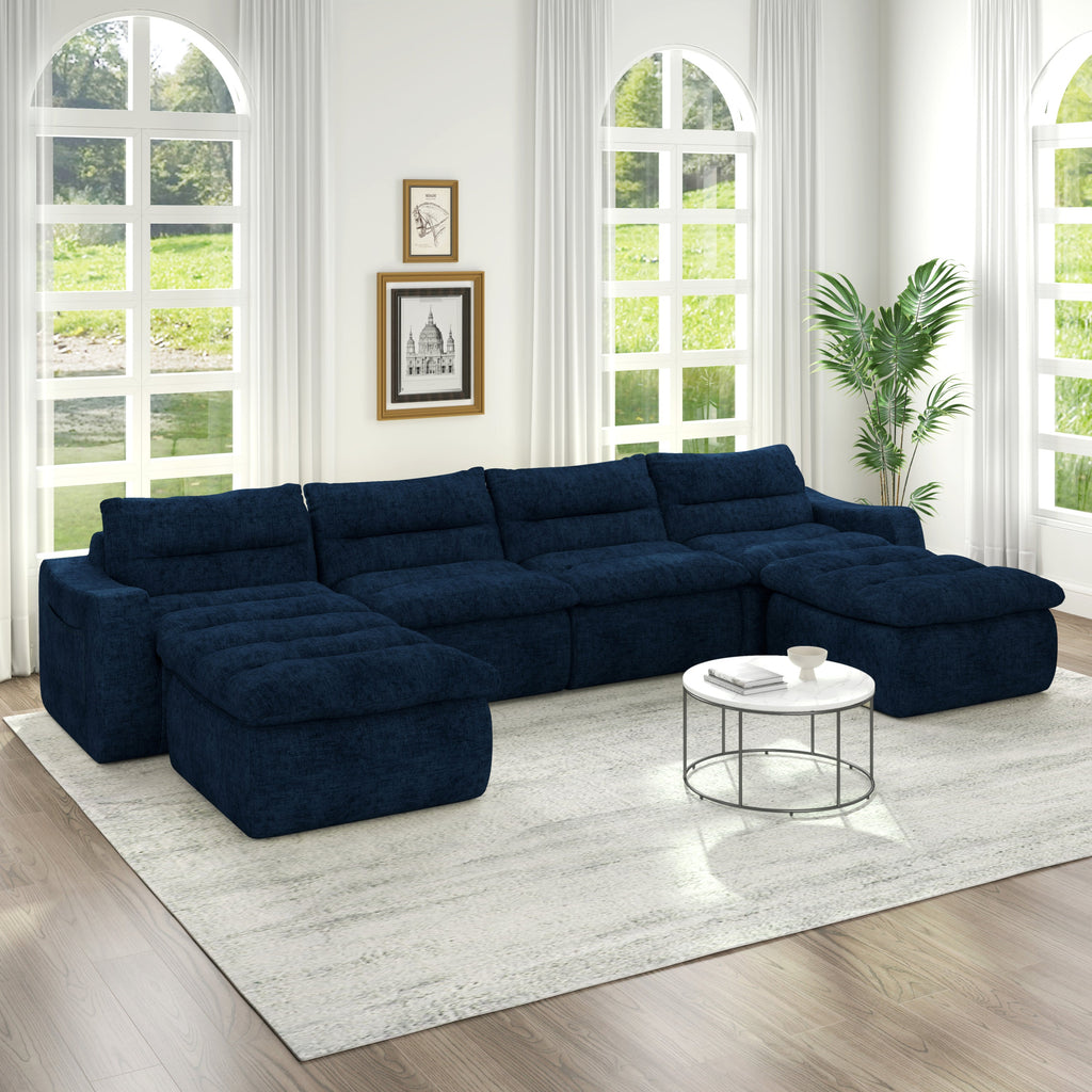 Compression combined sofa, modern lazy style combined sofa, comfortable beanbag sofa, can be combined at will, no need to assemble, suitable for living room-Blue