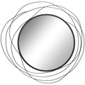 HOMCOM Metal Wall Art Modern Mirror Decor Home Hanging Wall Sculptures for Living Room Bedroom Dining Room, Black