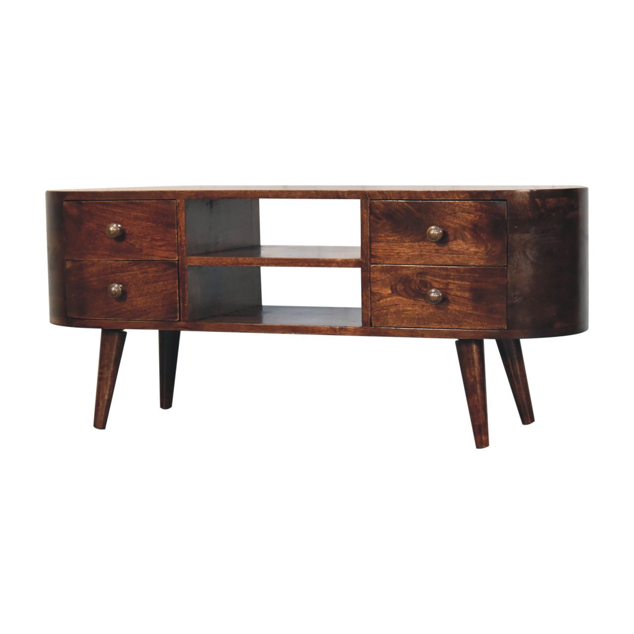 Solid Wood California Walnut Rounded Entertainment Unit