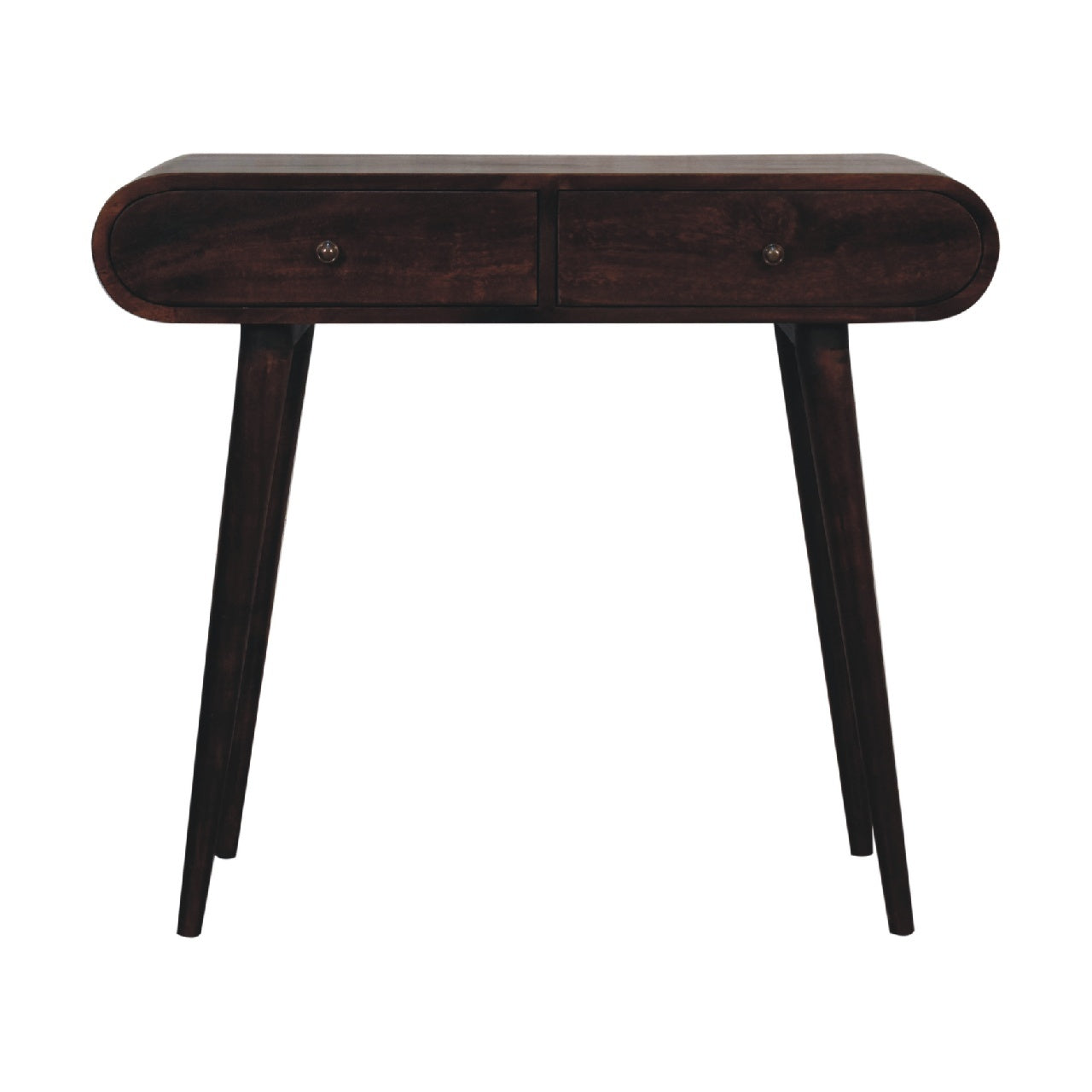 Solid Wood Light Walnut Curved Edge Console Table