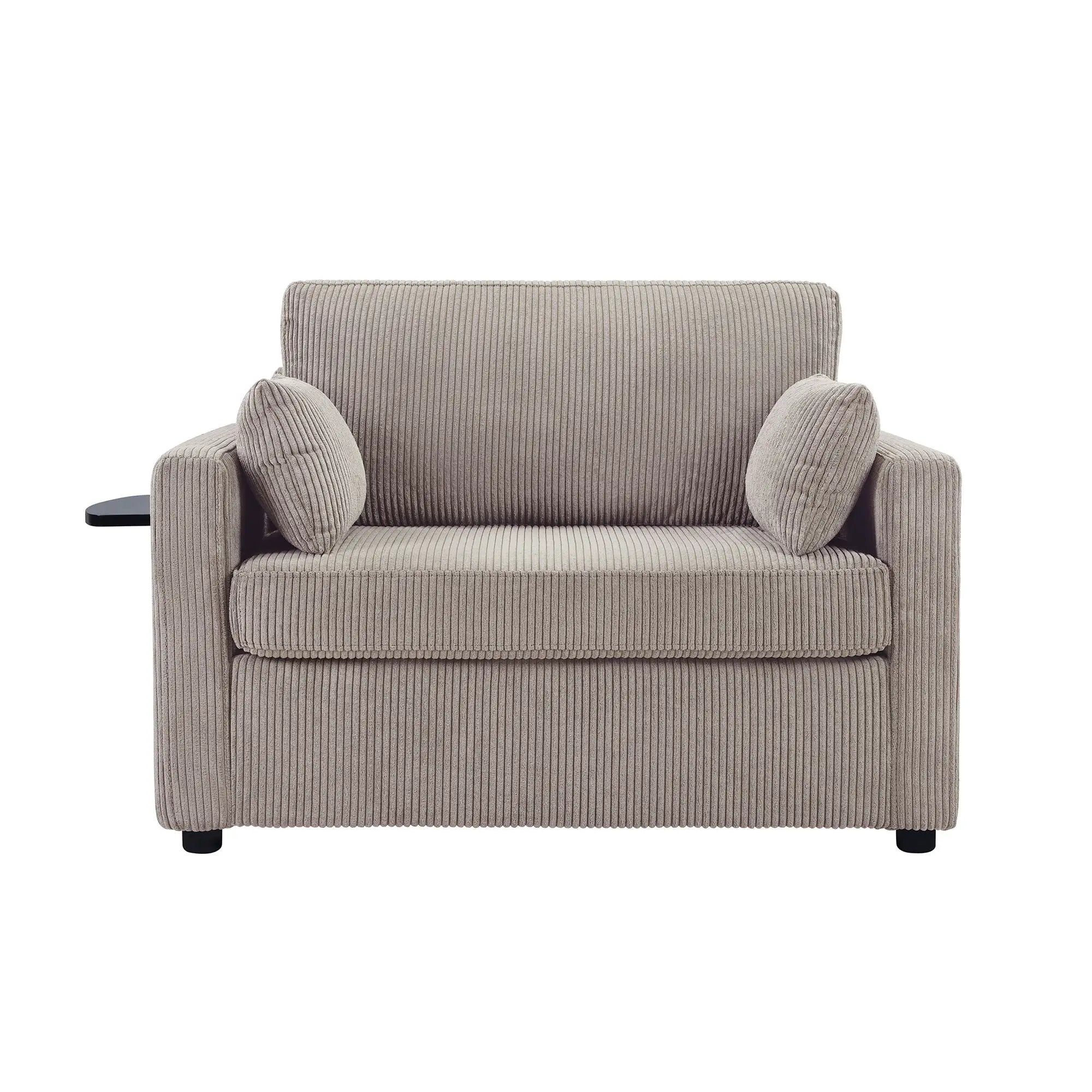 Sleeper Sofa With Foldable Mattress, USB Ports, Side Table & Storage Pocket