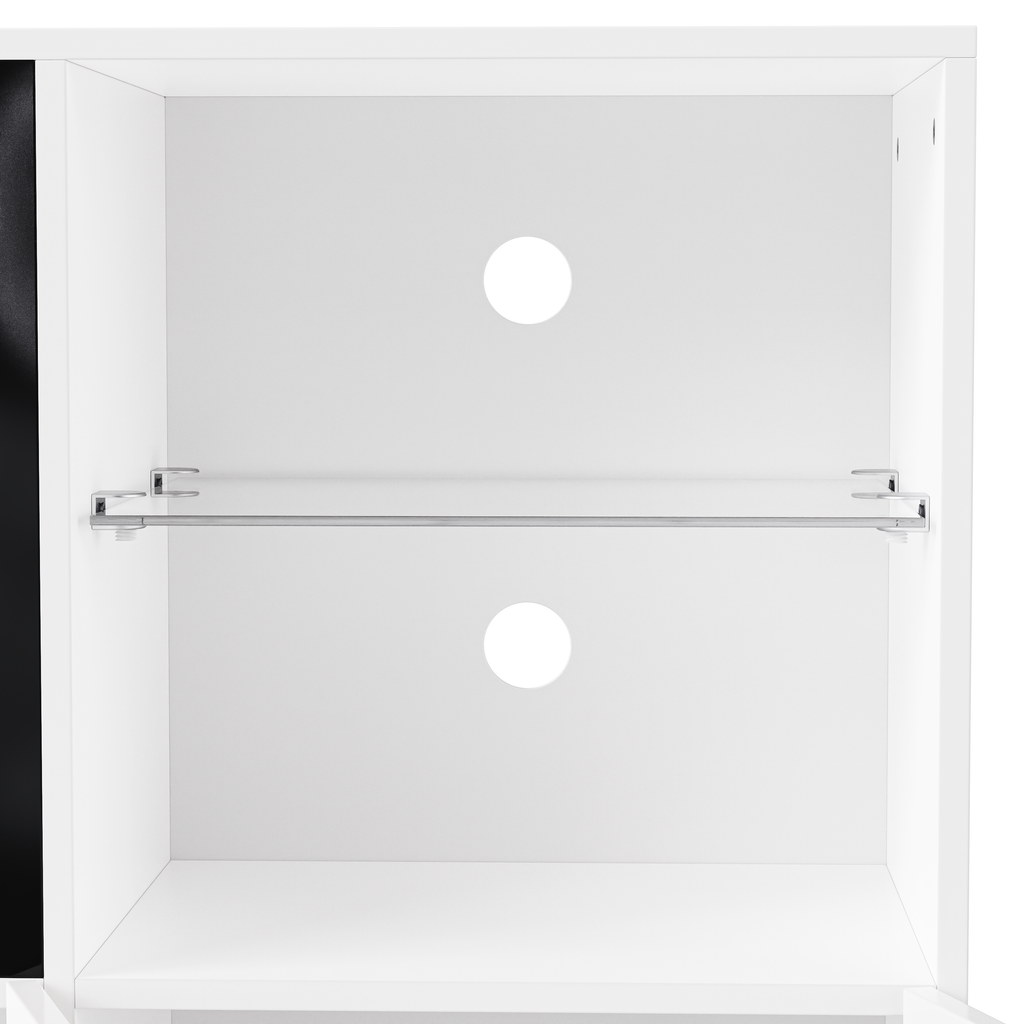 ON-TREND Modern TV Stand with 34.2' Non-heating Electric Fireplace, High Gloss Entertainment Center with LED Lights, Media Console with Tempered Glass Shelves for TVs up to 75', White