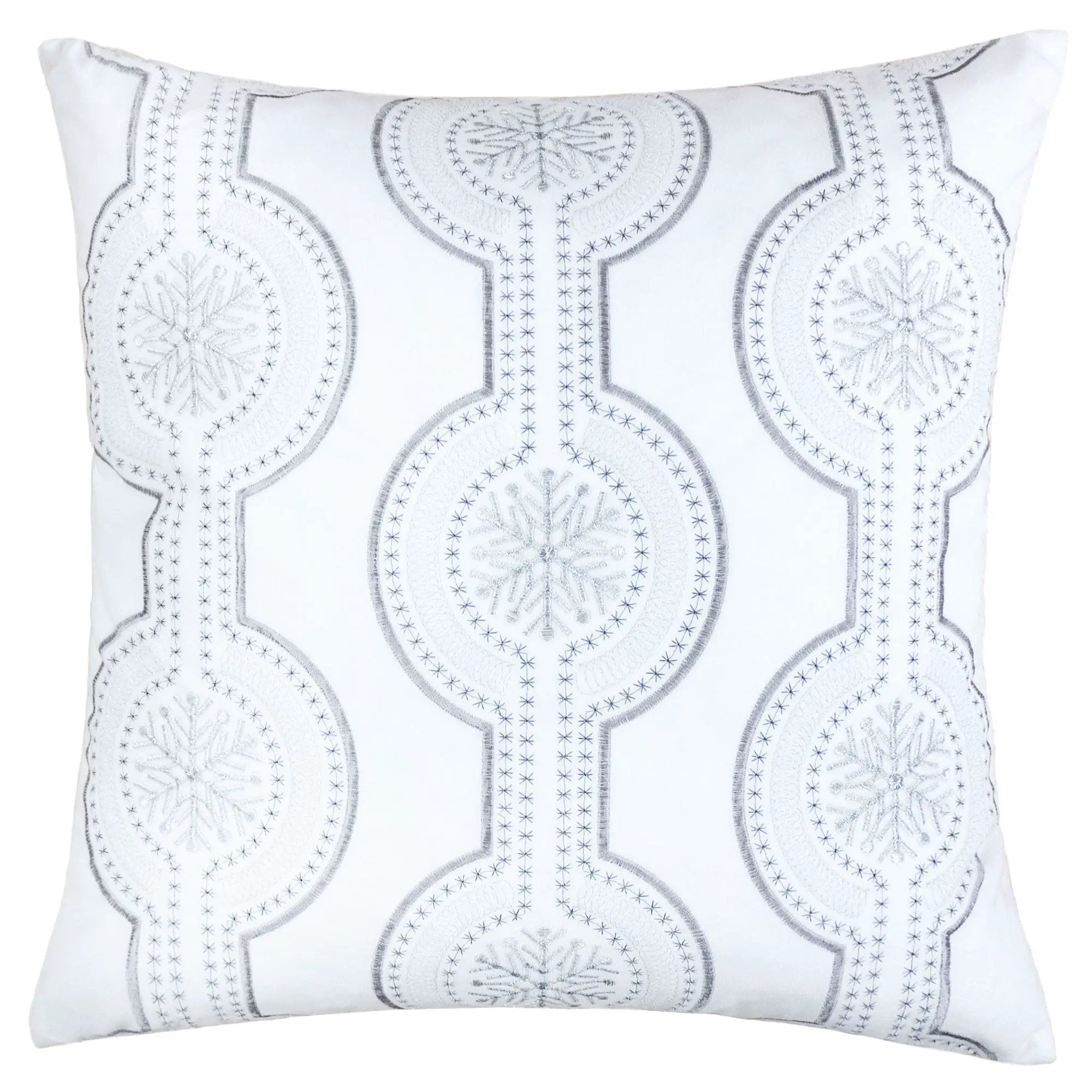 Holiday Throw Pillow With Snowflake Embroidery