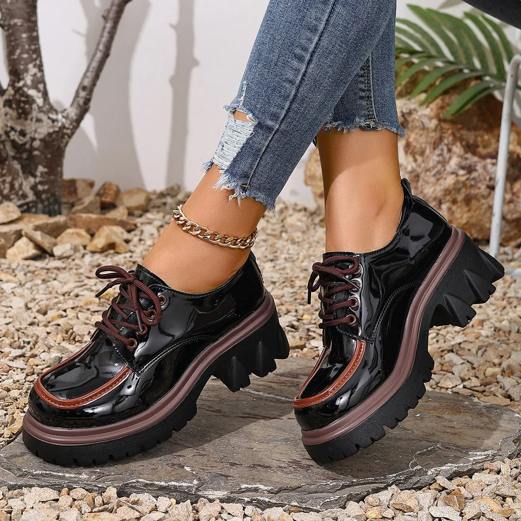 Round Toe Block Heels Loafers
