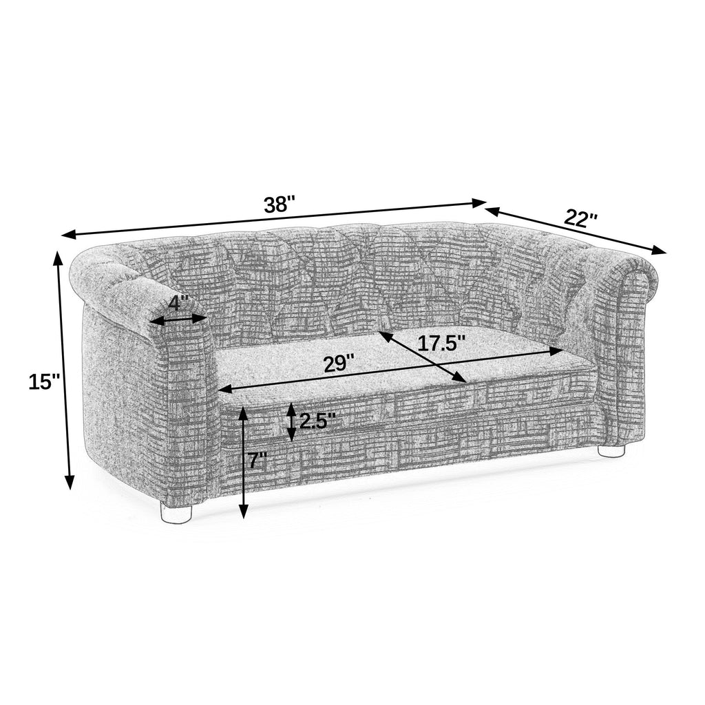 Pet sofa with arc-shaped backrest and armrests, contemporary rectangular pet sofa crafted from breathable linen  cozy soft cushion dog sofa --GREEN