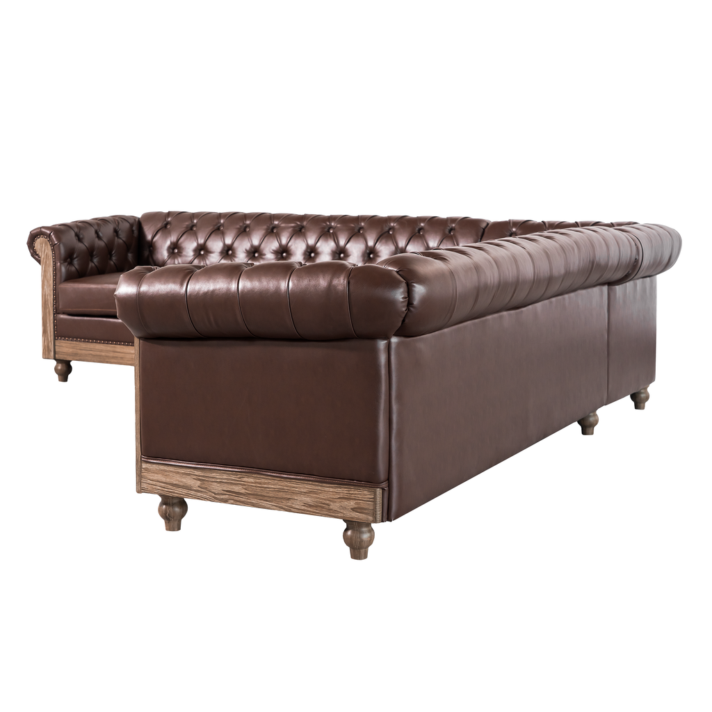 Mirod Comfy Large Sectional Sofa with Wooden Legs, Retro Style for Living Room