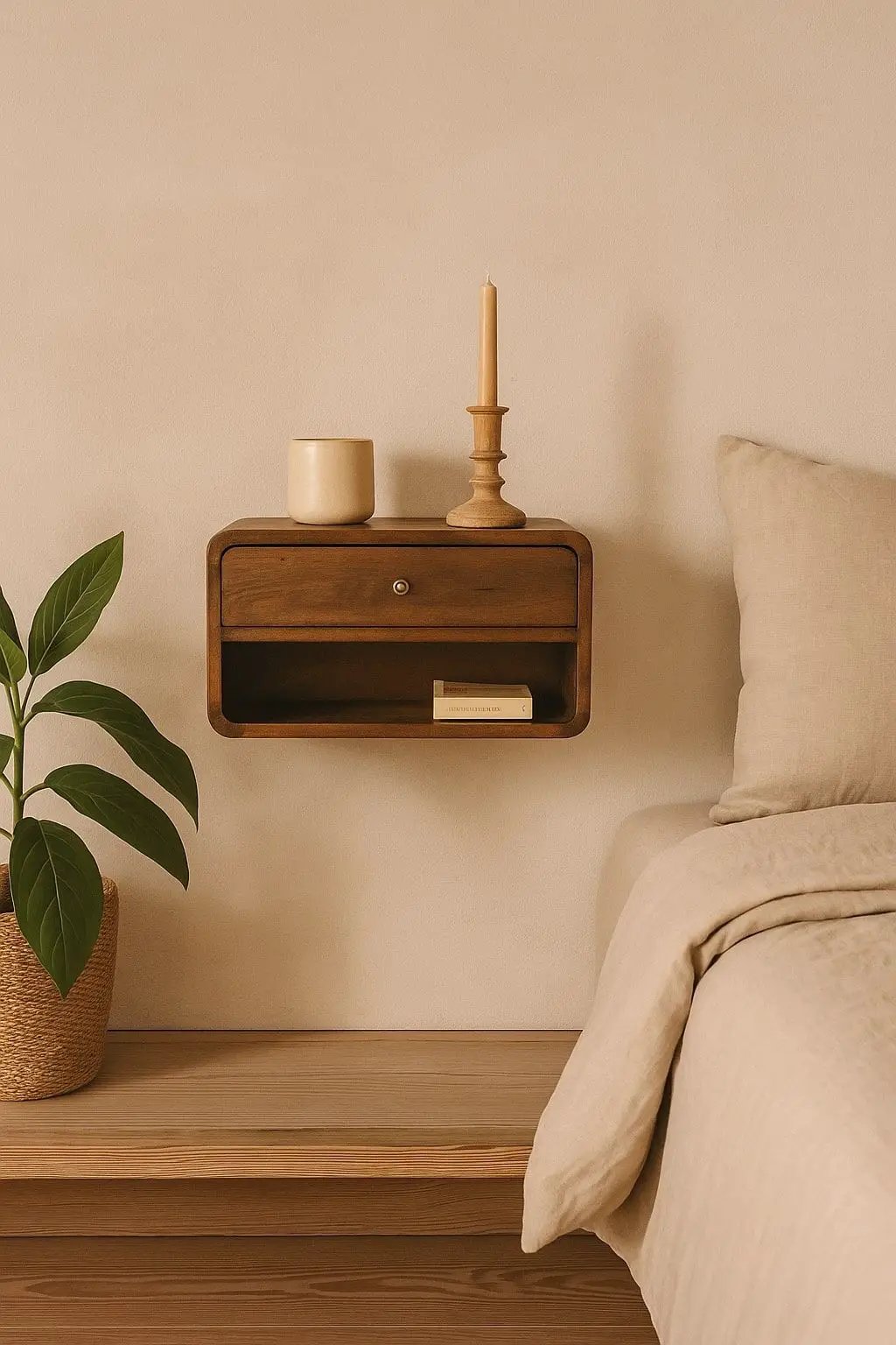 Curve Upper Slot Floating Nightstand