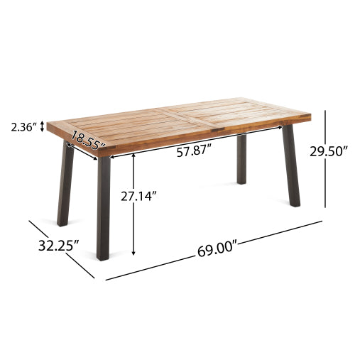 Outdoor Dining Set – Premium Acacia Wood Della Table & Wicker Chairs with Cream Cushion for Comfortable Dining Experience,Suitable for large gatherings(1 Table + 4 Chairs)