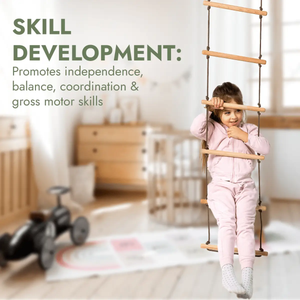 3in1 Swing Set: wooden rope-ladder for babies with natural finish