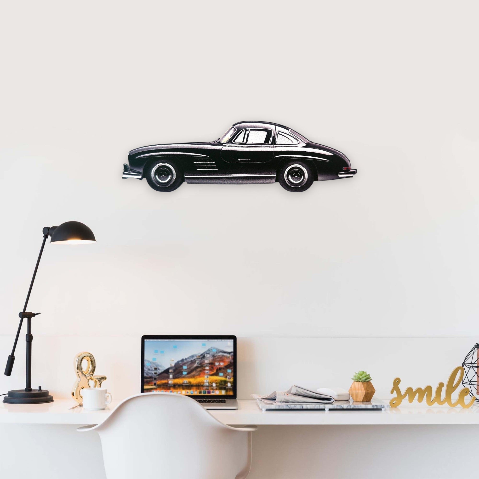 1954 Mercedes-Benz 300 SL Gullwing (1) Metal Car Wall Art, Color 2D Diecast Car Decor, Silhouette Metal Wall Art, Gift For Car Lovers, Detailed Color Metal Car