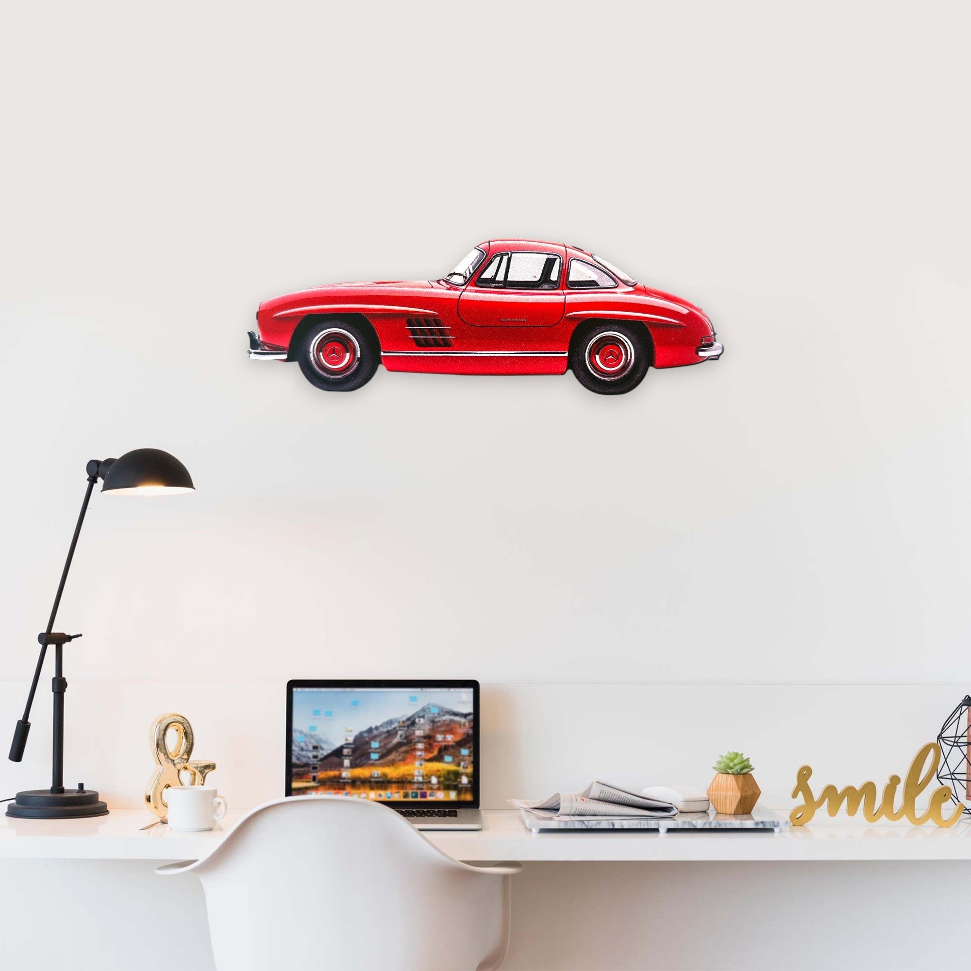 1954 Mercedes-Benz 300 SL Gullwing (2) Metal Car Wall Art, Color 2D Diecast Car Decor, Silhouette Metal Wall Art, Gift For Car Lovers, Detailed Color Metal Car