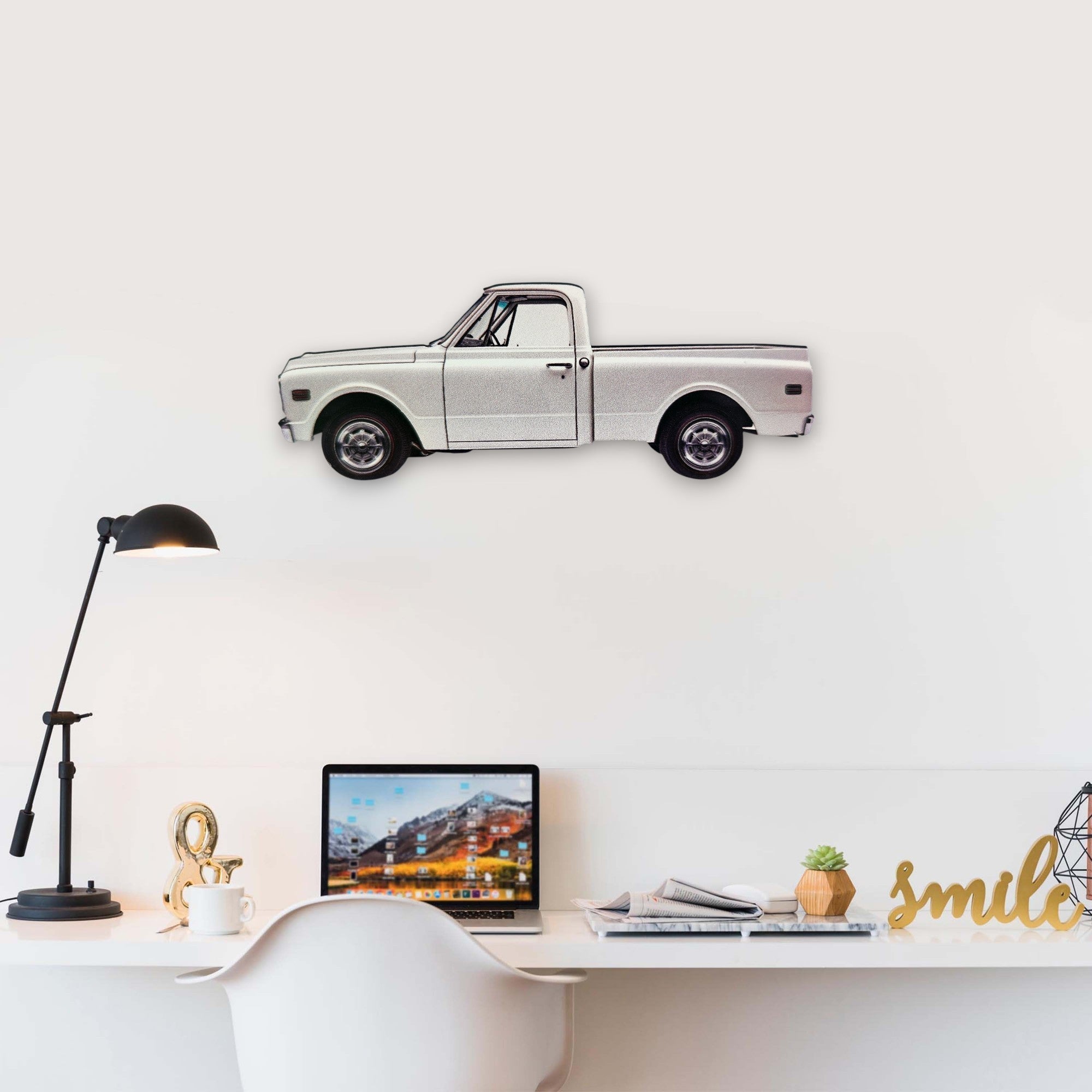 1968 Chevrolet C10 (2) Metal Car Wall Art, Color 2D Diecast Car Decor, Silhouette Metal Wall Art, Gift For Car Lovers, Detailed Color Metal Car