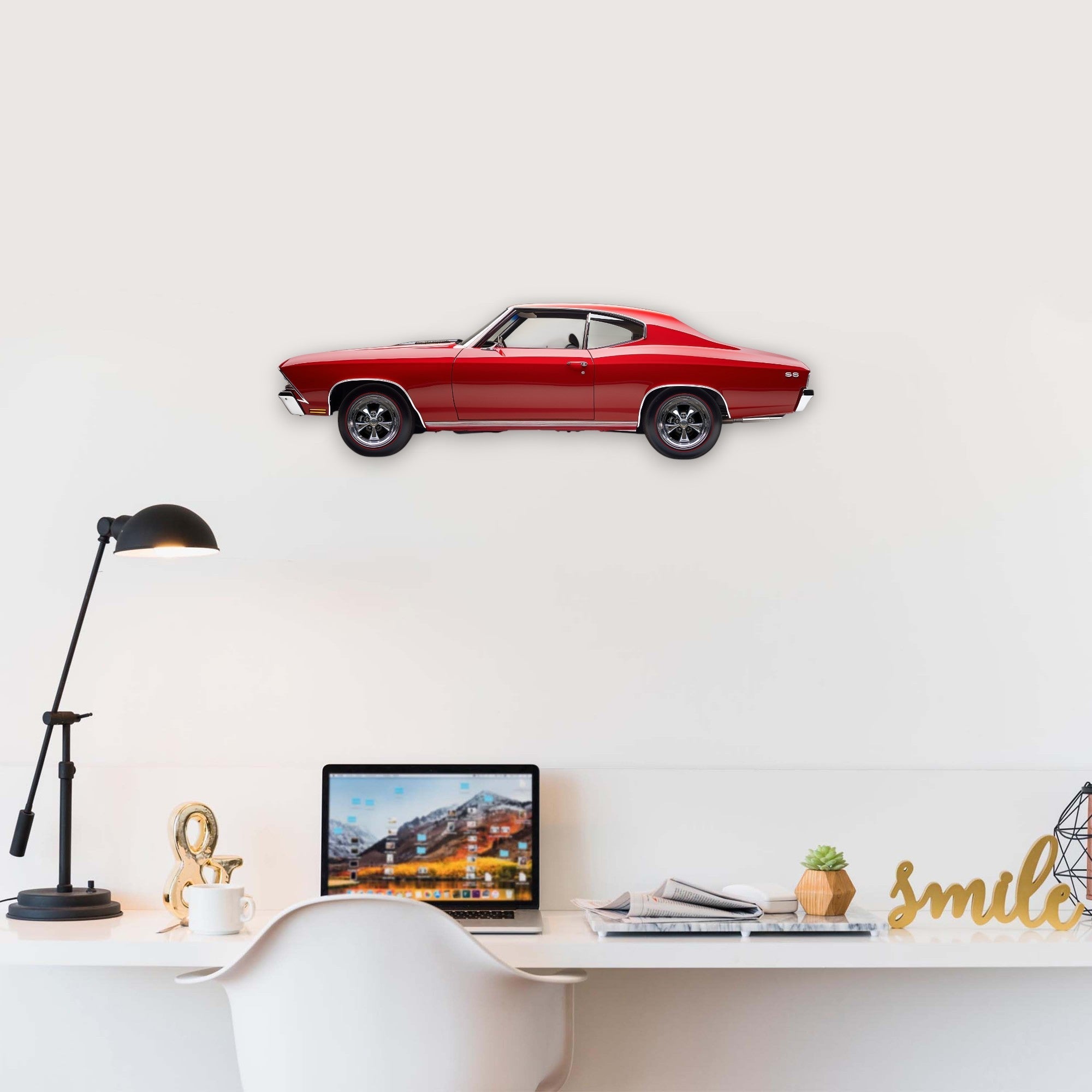 1969 Chevrolet Chevelle SS (2) Metal Car Wall Art, Color 2D Diecast Car Decor, Silhouette Metal Wall Art, Gift For Car Lovers, Detailed Color Metal Car
