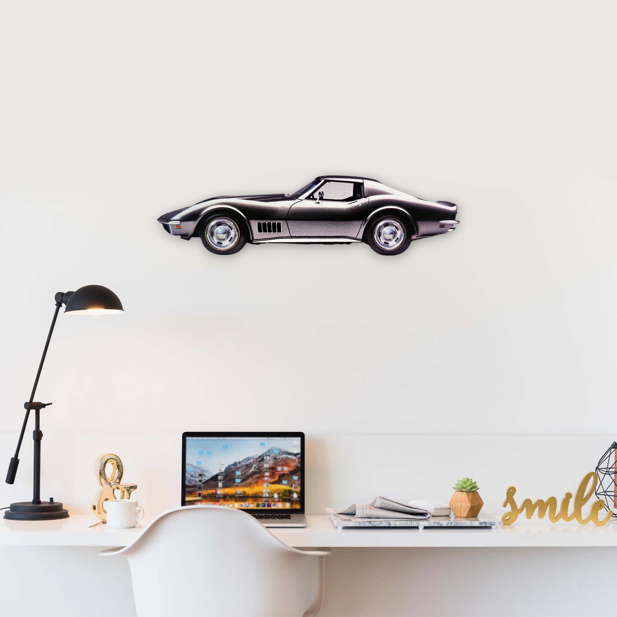 1969 Chevrolet Corvette Stingray (1) Metal Car Wall Art, Color 2D Diecast Car Decor, Silhouette Metal Wall Art, Gift For Car Lovers, Detailed Color Metal Car