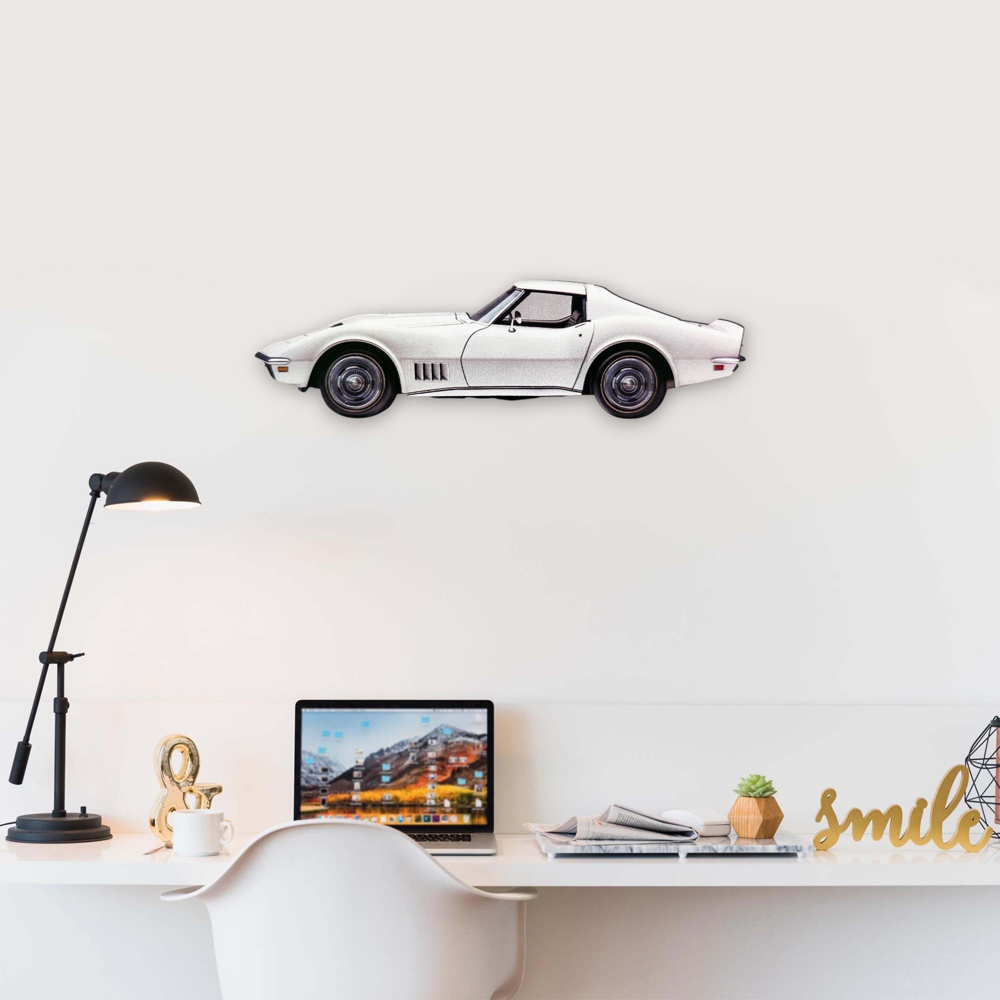 1969 Chevrolet Corvette Stingray (2) Metal Car Wall Art, Color 2D Diecast Car Decor, Silhouette Metal Wall Art, Gift For Car Lovers, Detailed Color Metal Car
