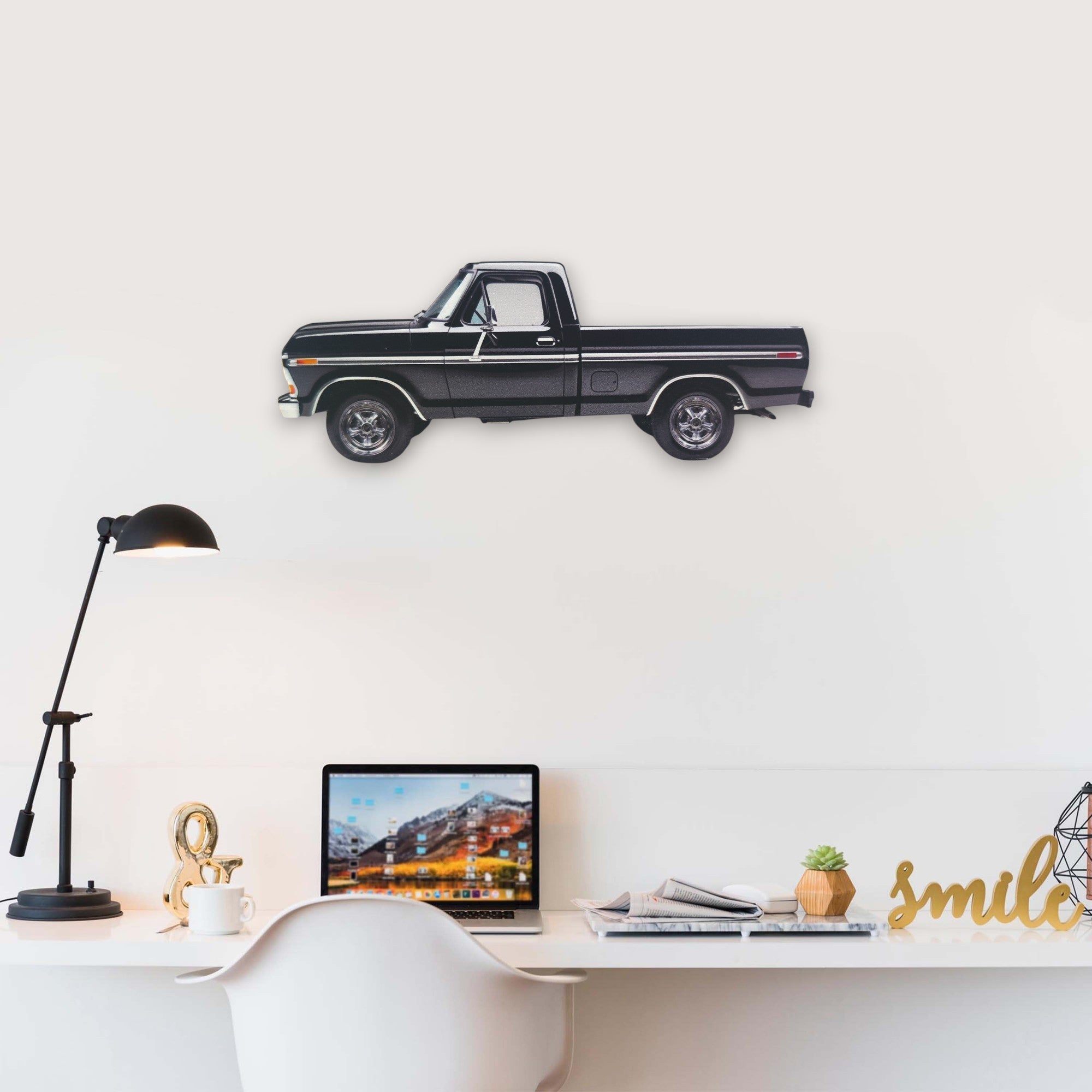 1978 Ford F-100 (1) Metal Car Wall Art, Color 2D Diecast Car Decor, Silhouette Metal Wall Art, Gift For Car Lovers, Detailed Color Metal Car