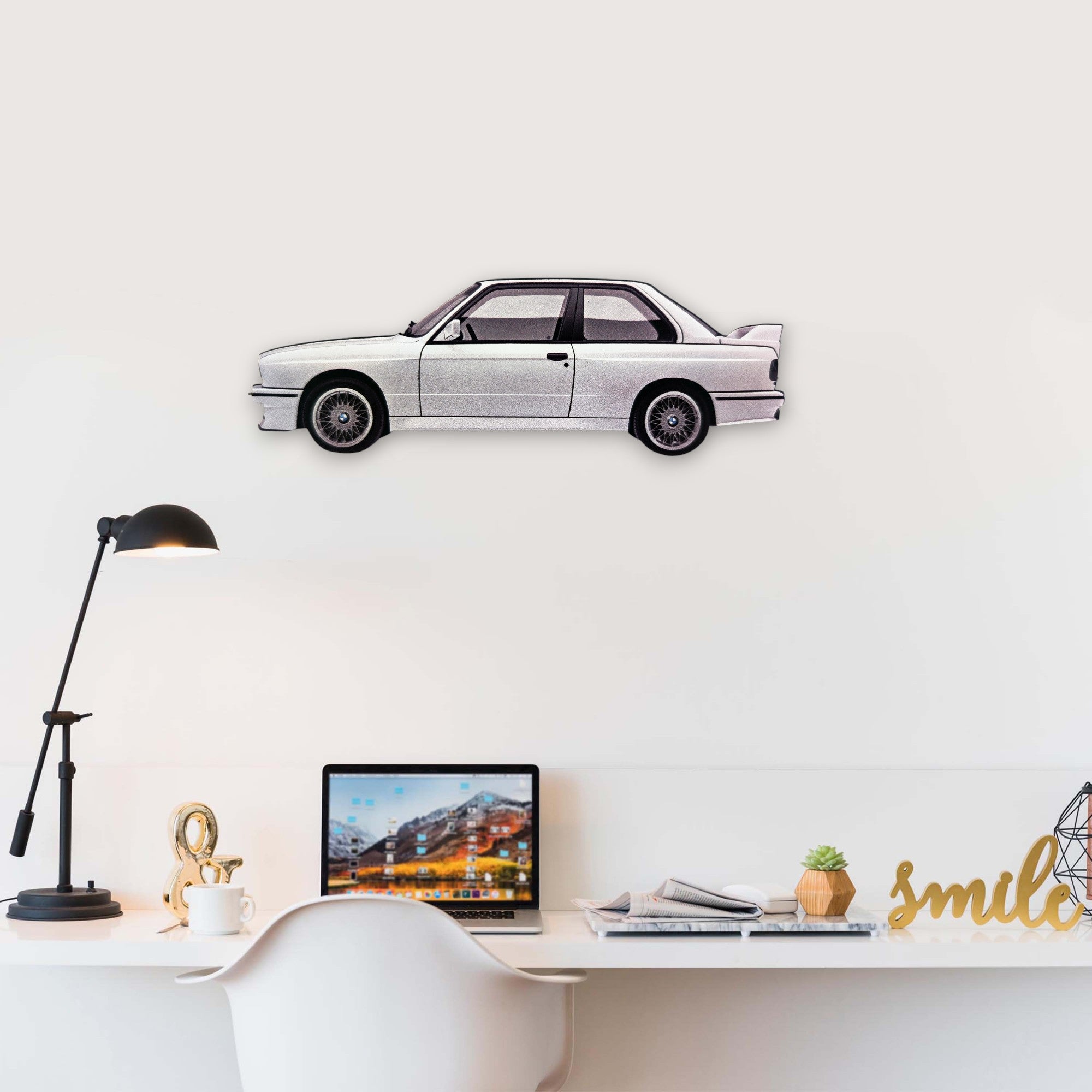 1986  BMW E30 M3 (2) Metal Car Wall Art, Color 2D Diecast Car Decor, Silhouette Metal Wall Art, Gift For Car Lovers, Detailed Color Metal Car
