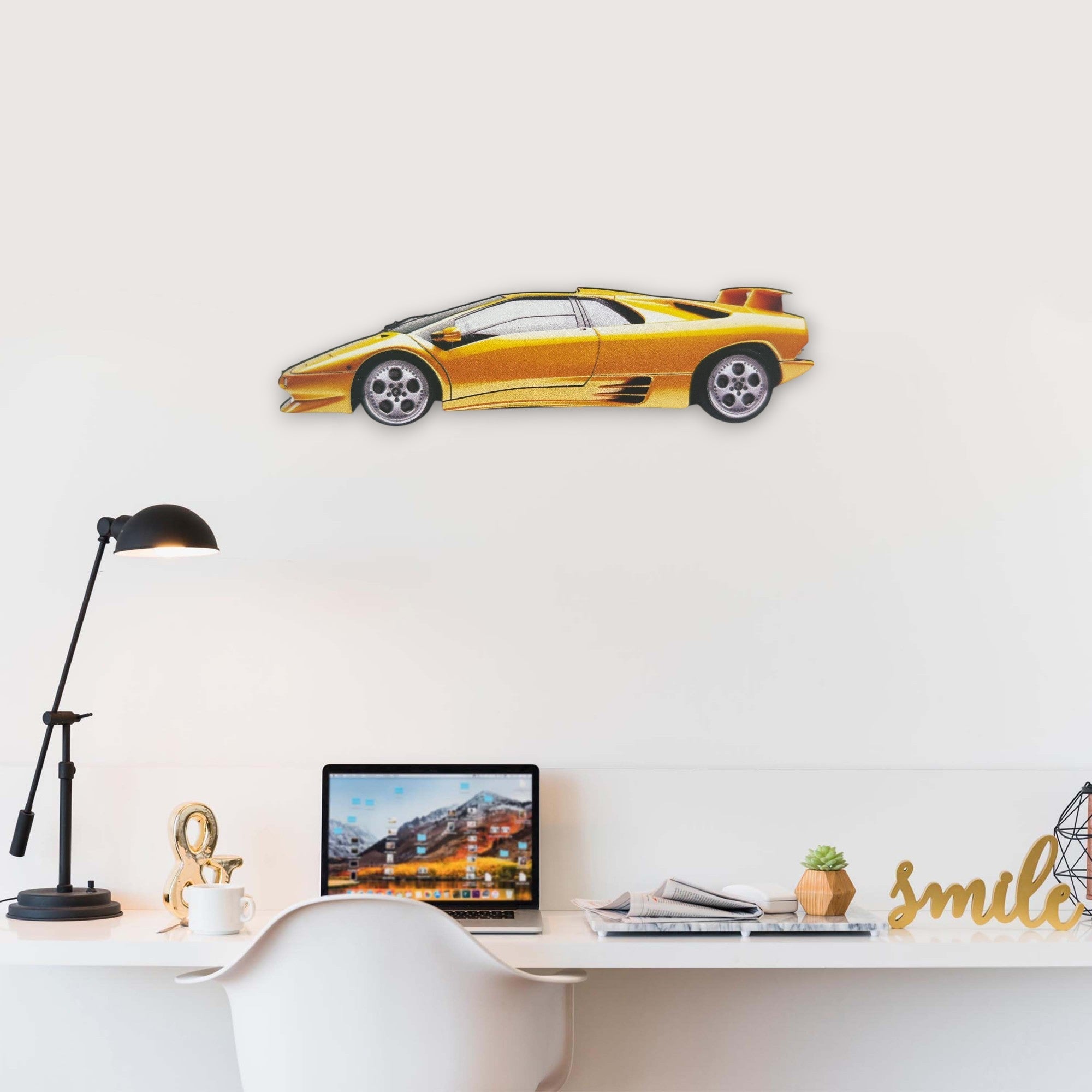 1990 Lamborghini Diablo (2) Metal Car Wall Art, Color 2D Diecast Car Decor, Silhouette Metal Wall Art, Gift For Car Lovers, Detailed Color Metal Car
