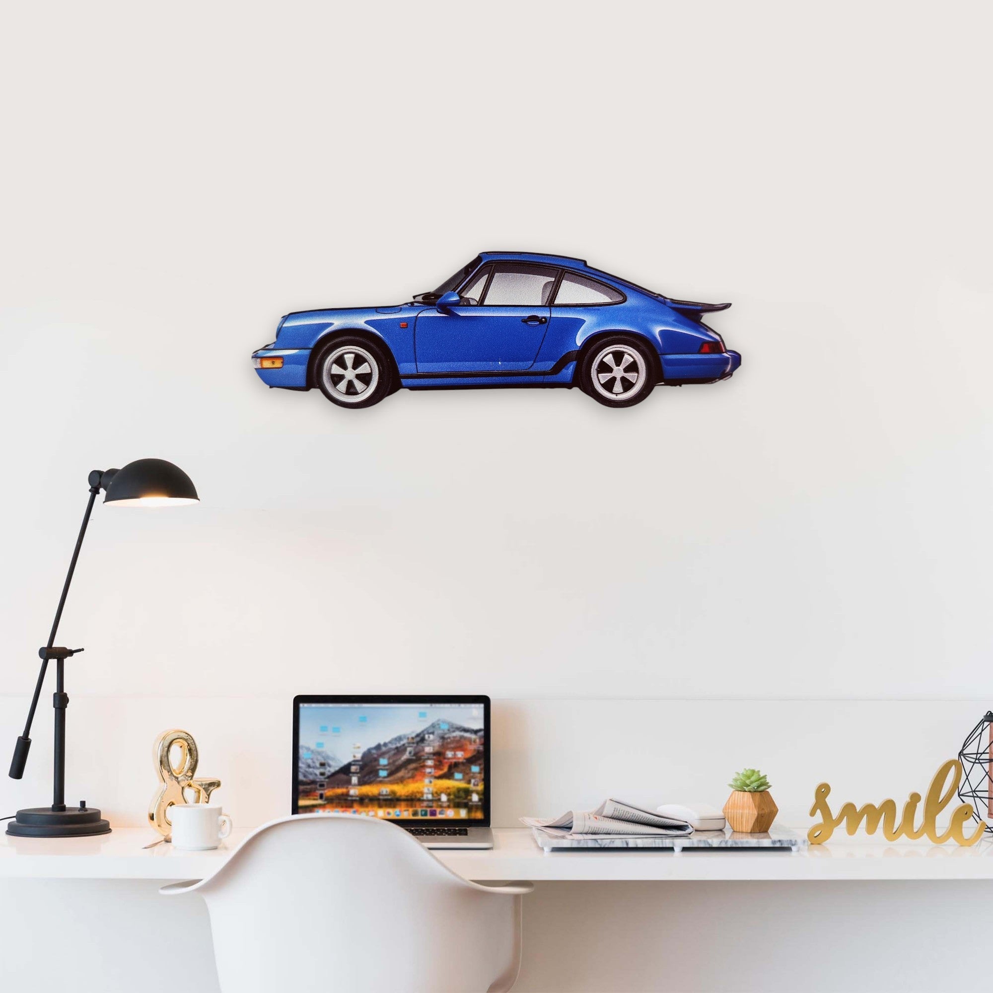1990 Porsche 911 (964) Carrera (1) Metal Car Wall Art, Color 2D Diecast Car Decor, Silhouette Metal Wall Art, Gift For Car Lovers, Detailed Color Metal Car