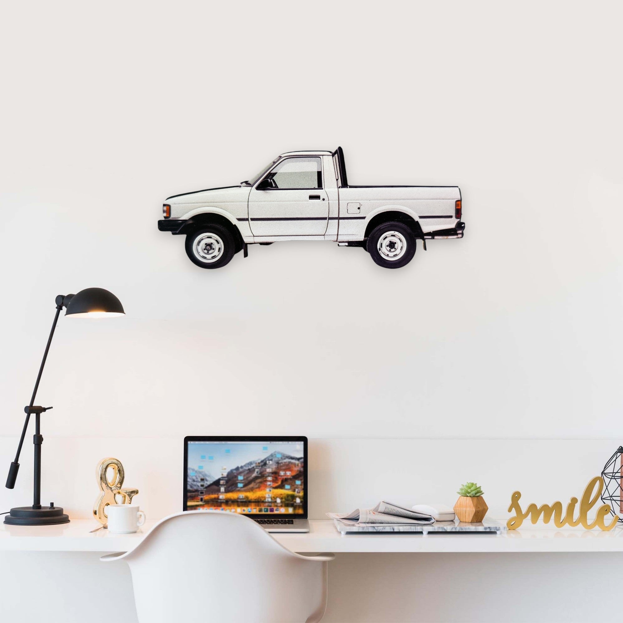1991 Toyota Pickup Hillux (2) Metal Car Wall Art, Color 2D Diecast Car Decor, Silhouette Metal Wall Art, Gift For Car Lovers, Detailed Color Metal Car