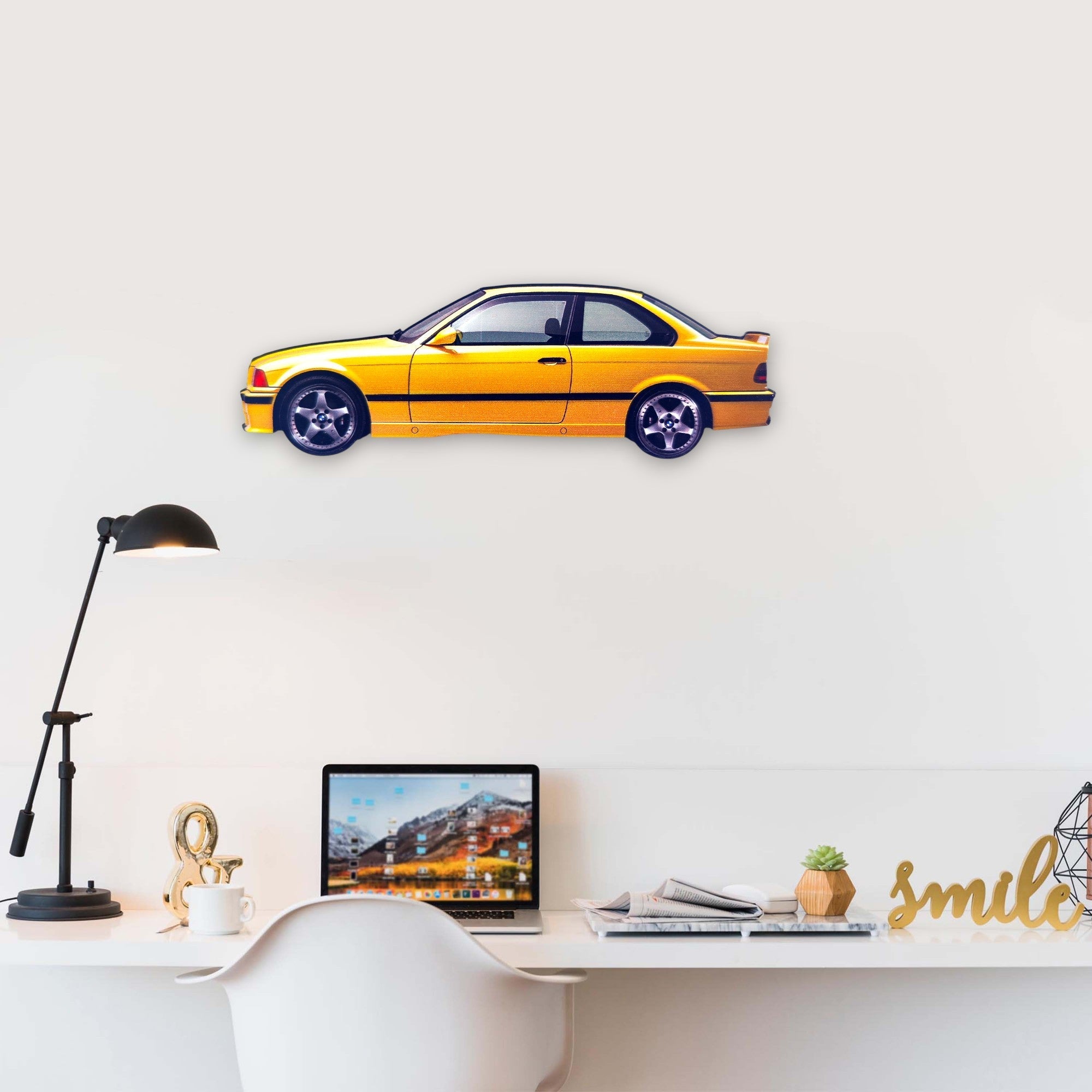 1995 BMW E36 M3 (2) Metal Car Wall Art, Color 2D Diecast Car Decor, Silhouette Metal Wall Art, Gift For Car Lovers, Detailed Color Metal Car