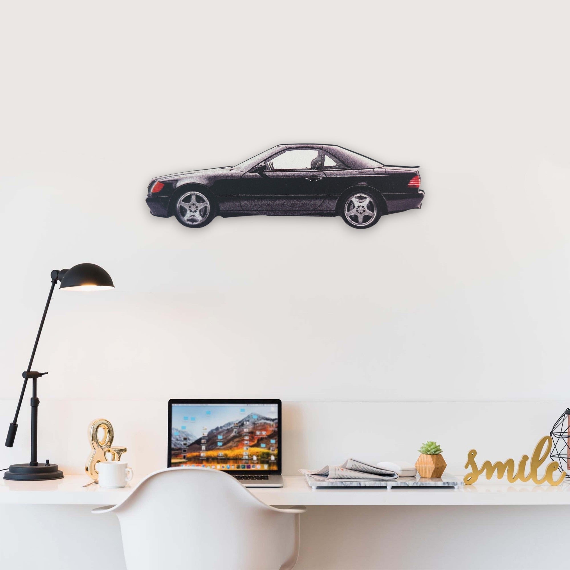 1995 Mercedes Benz SL500 (1) Metal Car Wall Art, Color 2D Diecast Car Decor, Silhouette Metal Wall Art, Gift For Car Lovers, Detailed Color Metal Car