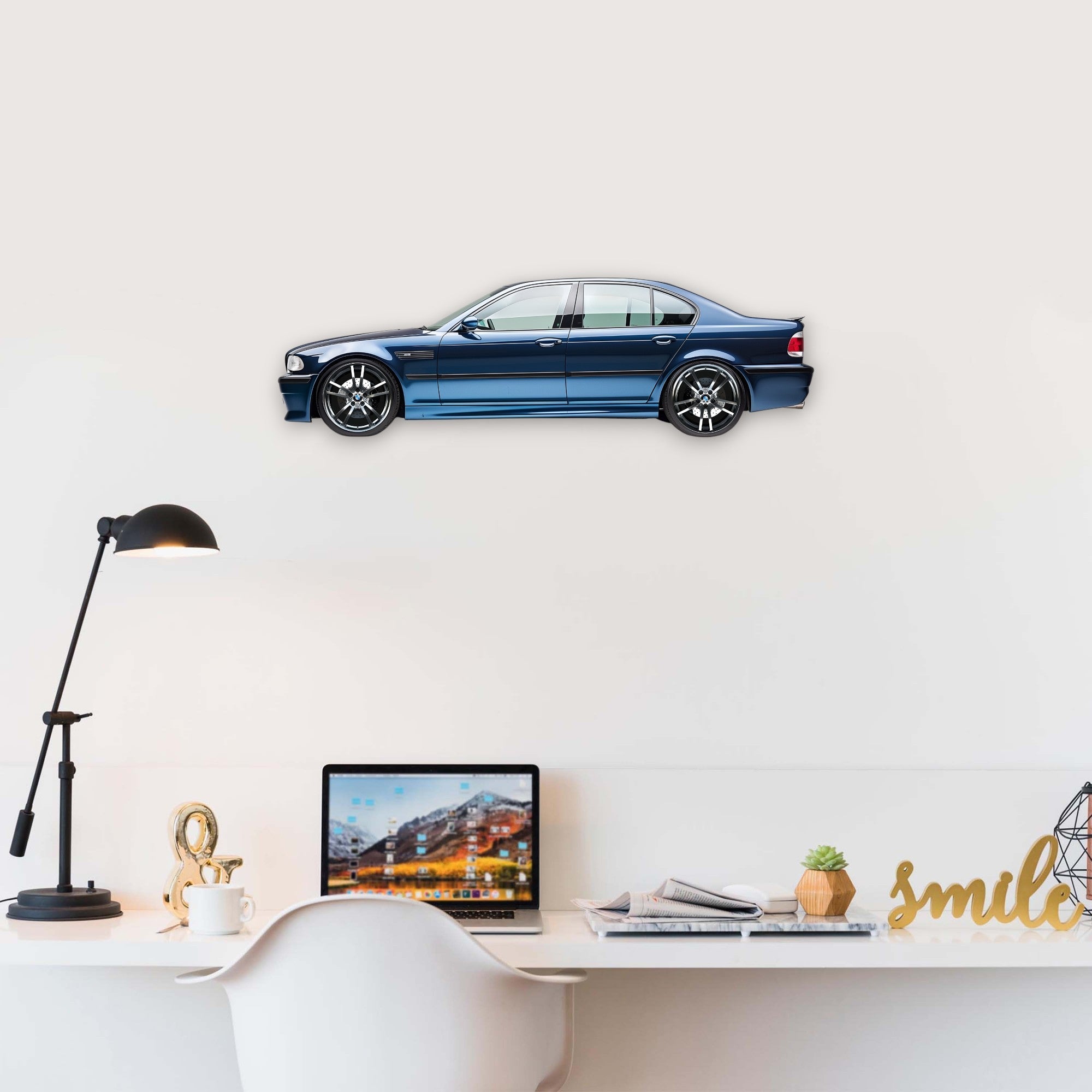 2000 BMW E39 M5 (2) Metal Car Wall Art, Color 2D Diecast Car Decor, Silhouette Metal Wall Art, Gift For Car Lovers, Detailed Color Metal Car