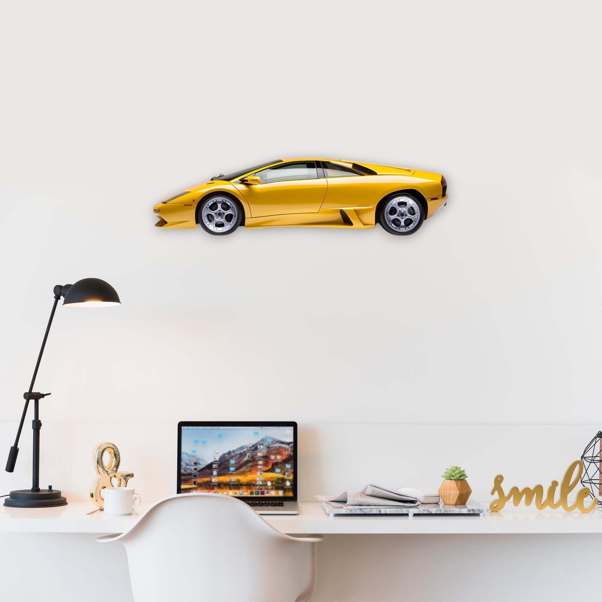 2001 Lamborghini Murciélago (2) Metal Car Wall Art, Color 2D Diecast Car Decor, Silhouette Metal Wall Art, Gift For Car Lovers, Detailed Color Metal Car