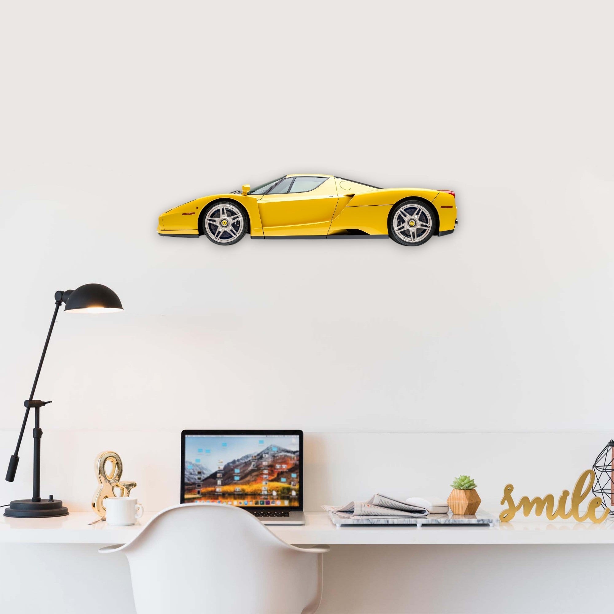 2002 Ferrari Enzo (2) Metal Car Wall Art, Color 2D Diecast Car Decor, Silhouette Metal Wall Art, Gift For Car Lovers, Detailed Color Metal Car