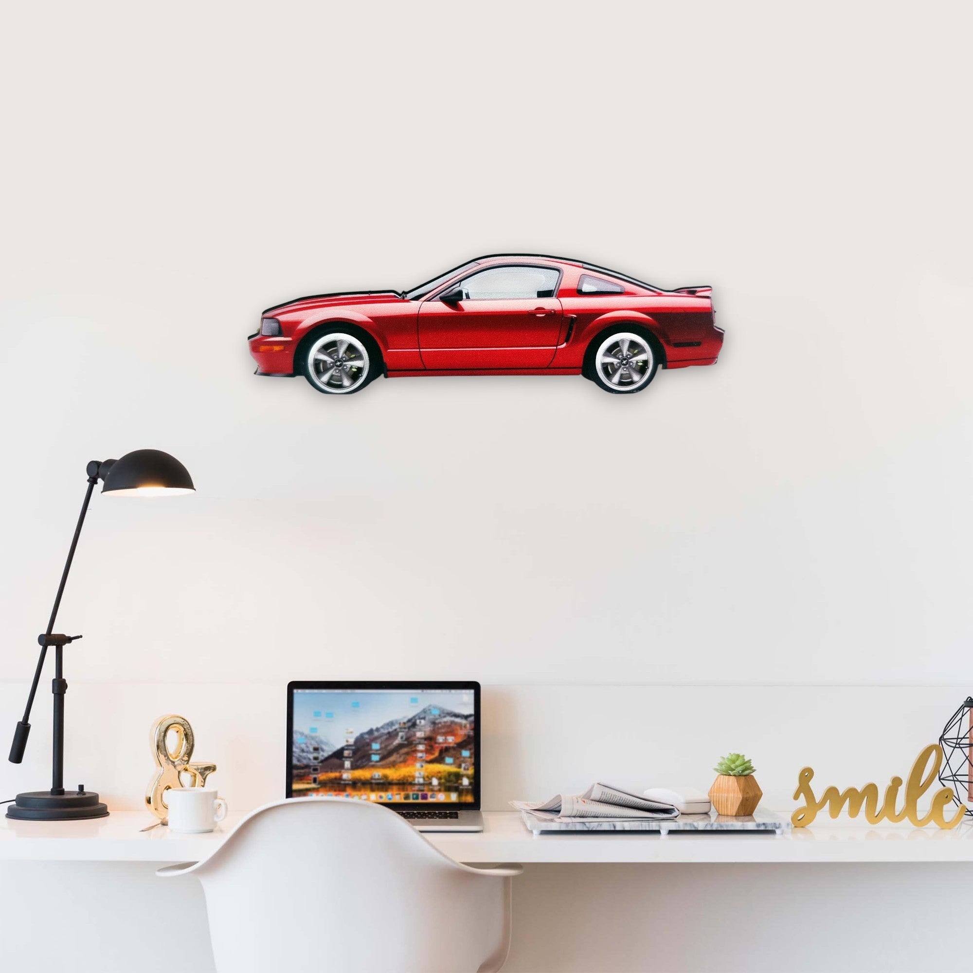 2004 Ford Mustang GT (2) Metal Car Wall Art, Color 2D Diecast Car Decor, Silhouette Metal Wall Art, Gift For Car Lovers, Detailed Color Metal Car
