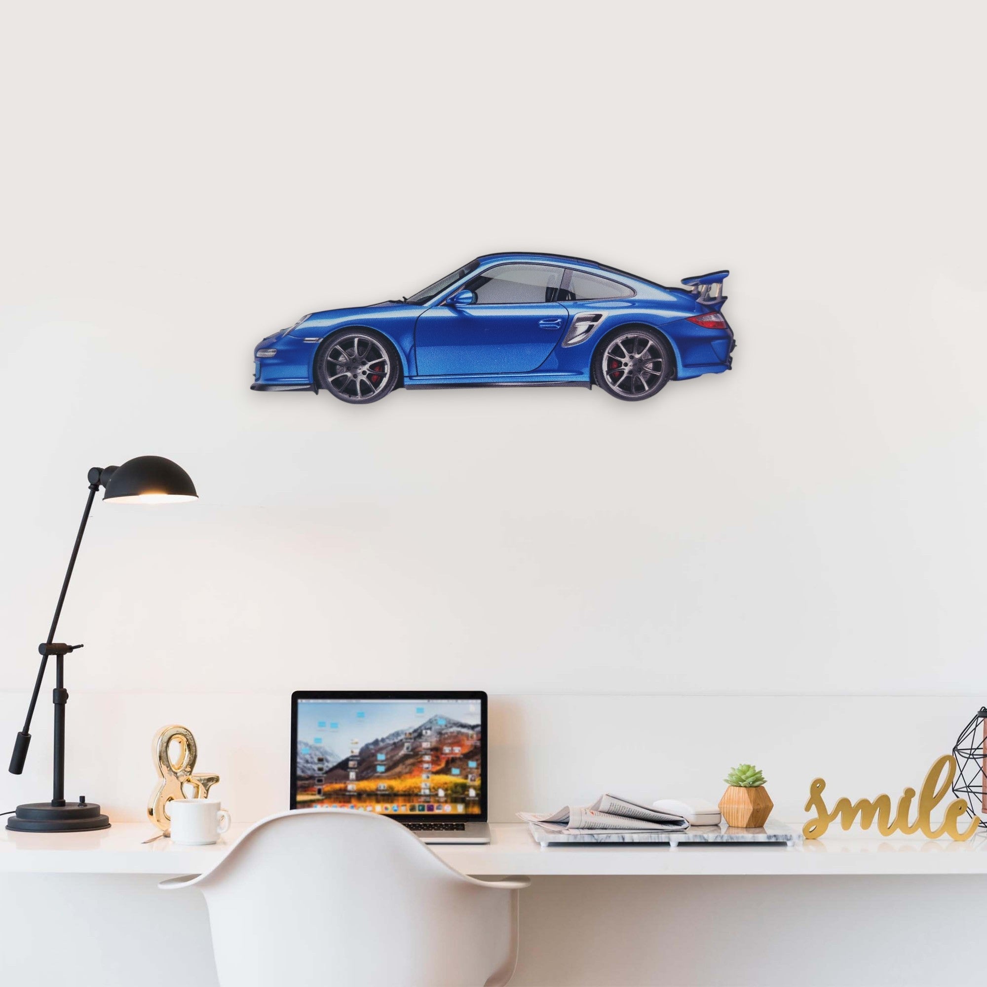 2006 Porsche 911 (997) GT3 RS (2) Metal Car Wall Art, Color 2D Diecast Car Decor, Silhouette Metal Wall Art, Gift For Car Lovers, Detailed Color Metal Car