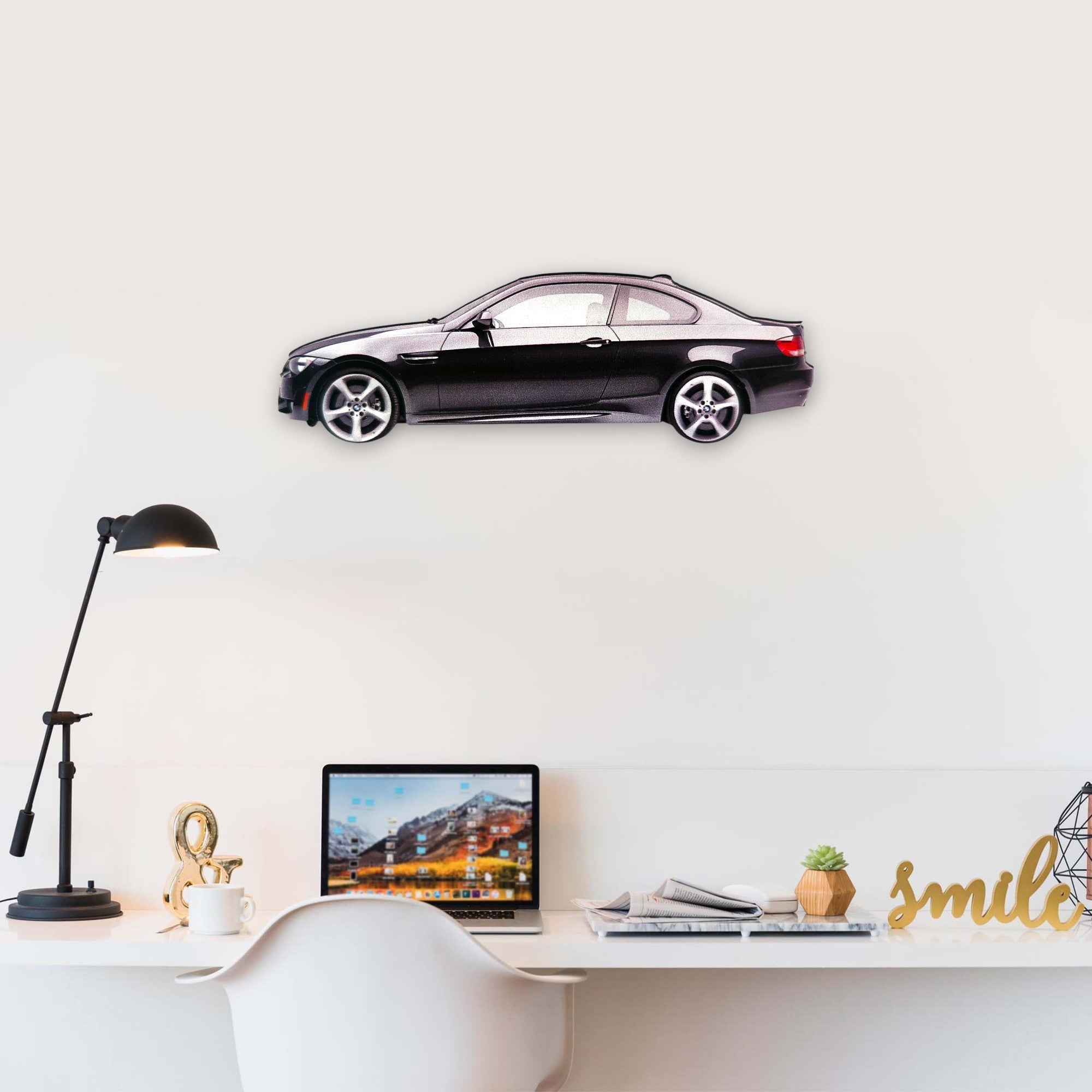 2008 BMW 335xi (2) Metal Car Wall Art, Color 2D Diecast Car Decor, Silhouette Metal Wall Art, Gift For Car Lovers, Detailed Color Metal Car