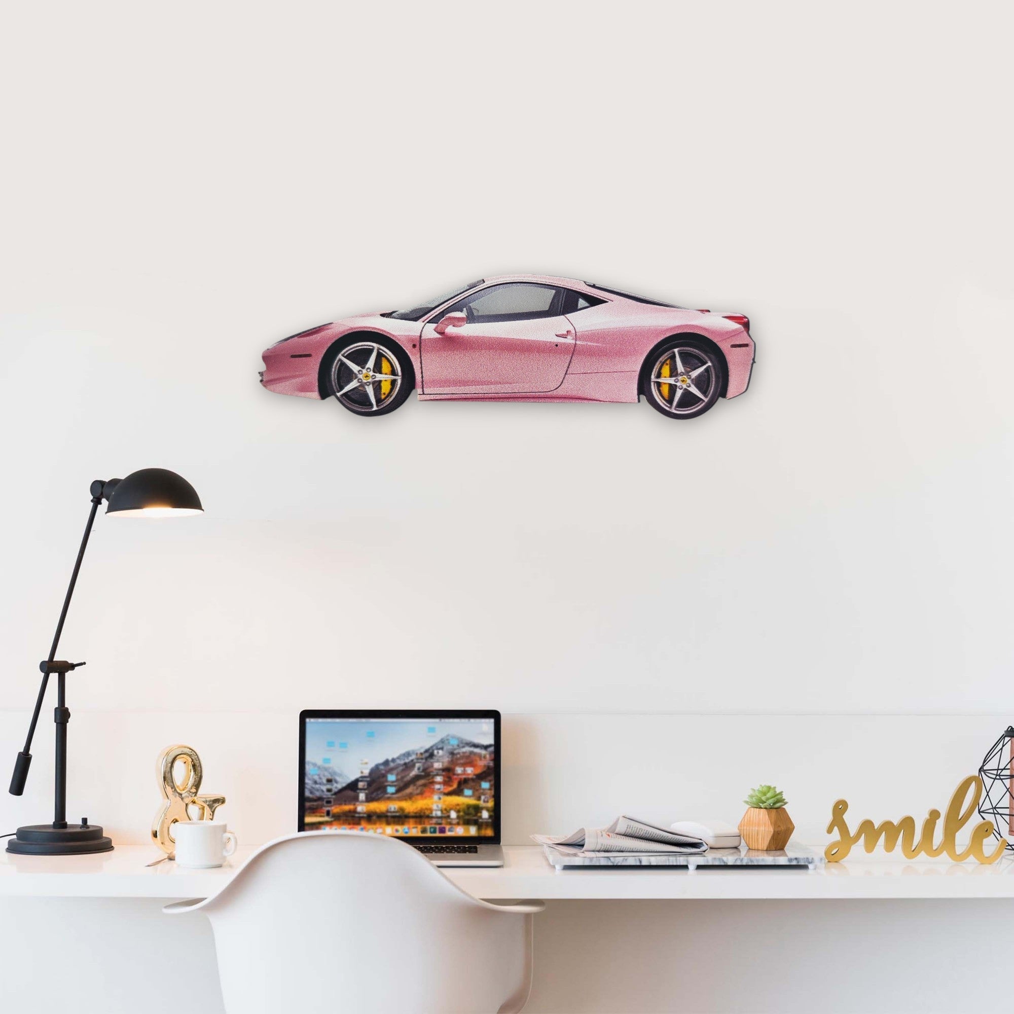 2009 Ferrari 458 Italia (2) Metal Car Wall Art, Color 2D Diecast Car Decor, Silhouette Metal Wall Art, Gift For Car Lovers, Detailed Color Metal Car
