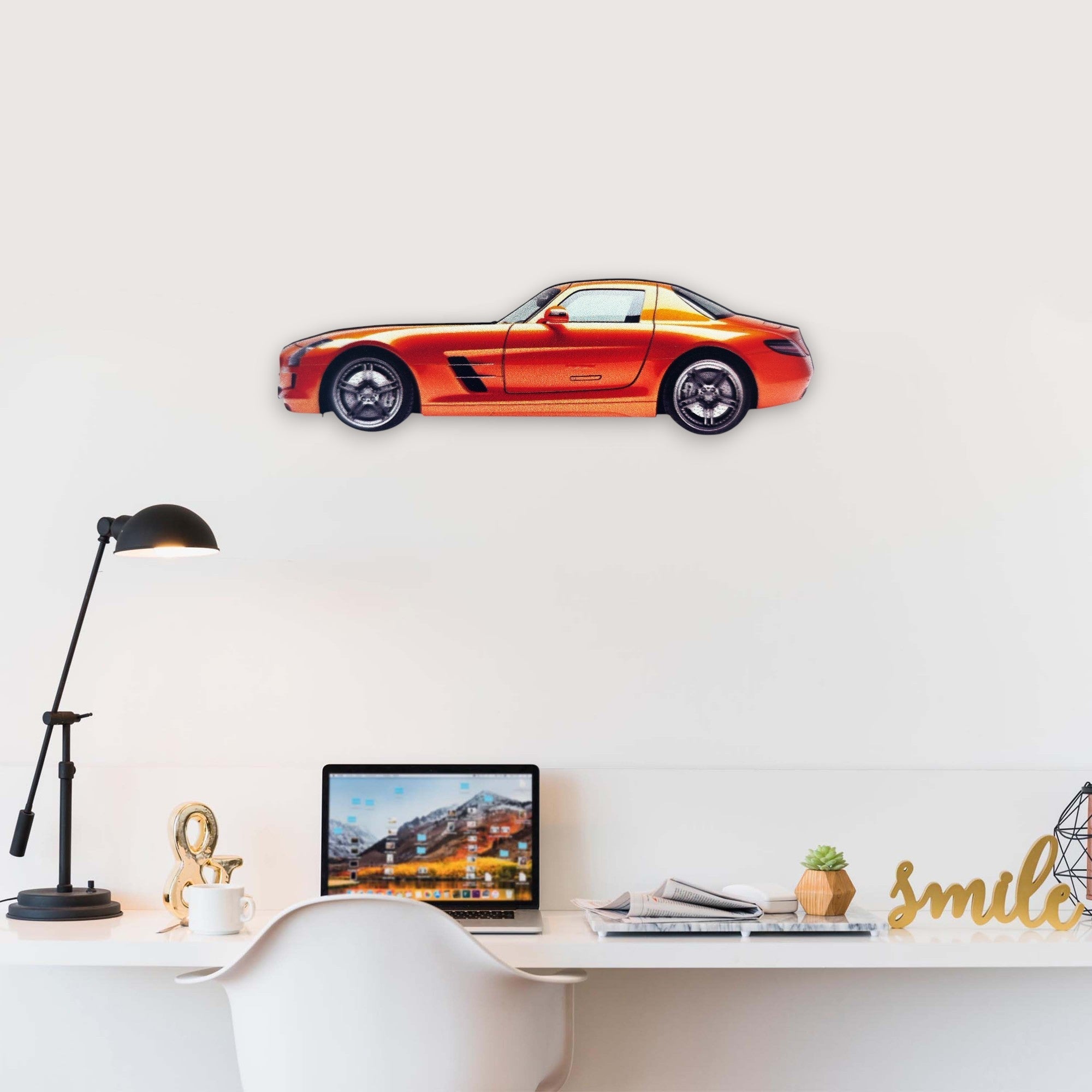 2010 Mercedes-Benz SLS AMG (1) Metal Car Wall Art, Color 2D Diecast Car Decor, Silhouette Metal Wall Art, Gift For Car Lovers, Detailed Color Metal Car