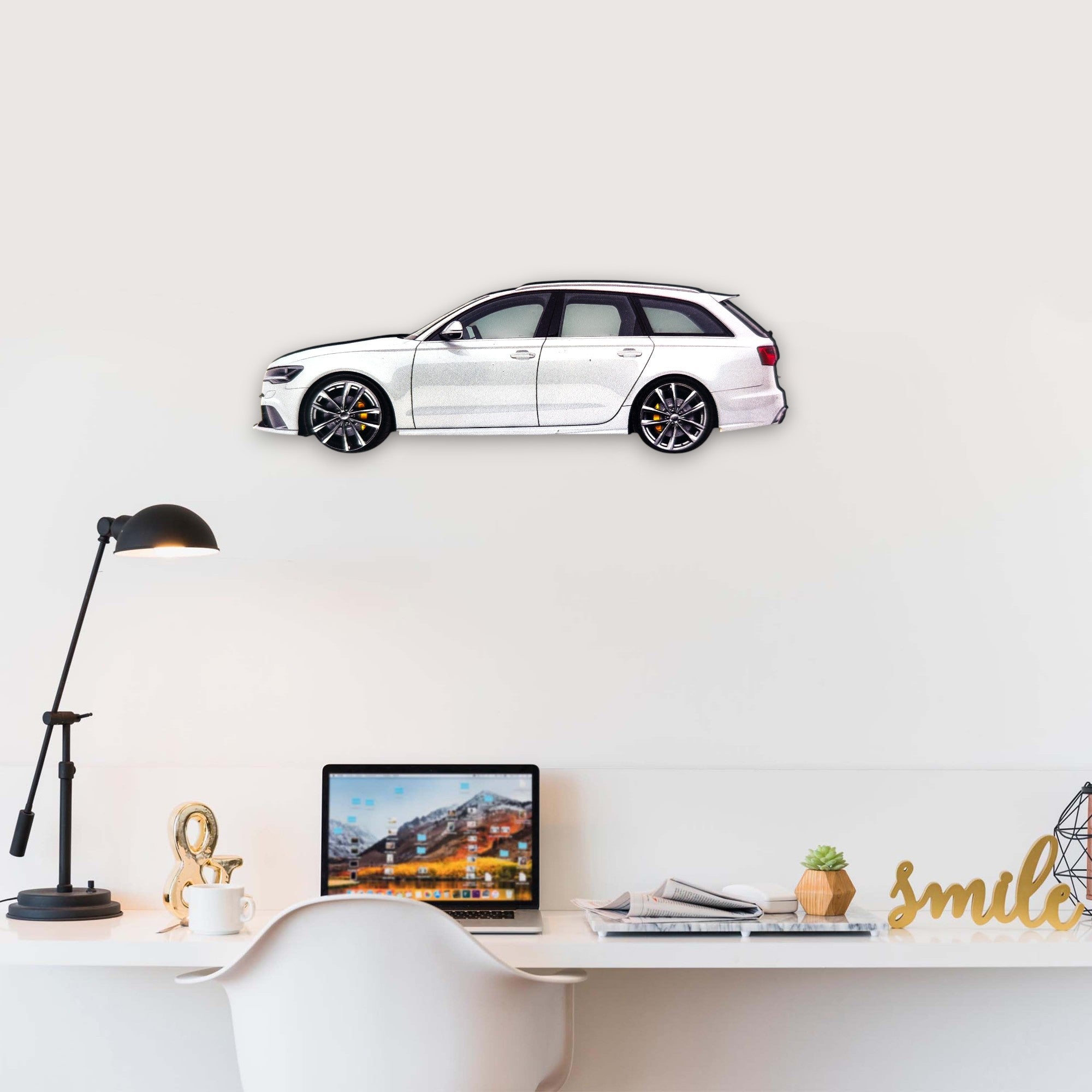 2013 Audi RS6 Avant (2) Metal Car Wall Art, Color 2D Diecast Car Decor, Silhouette Metal Wall Art, Gift For Car Lovers, Detailed Color Metal Car