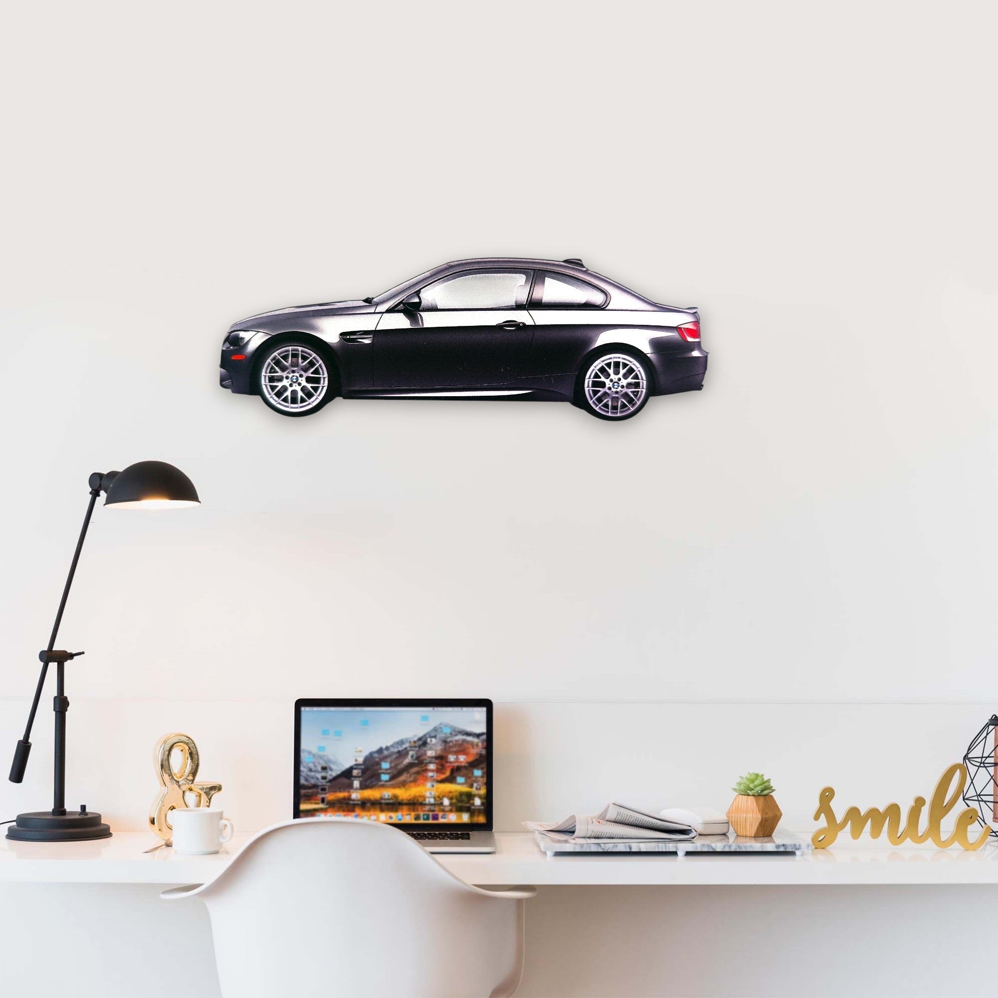 2013 BMW M3 E92 (1) Metal Car Wall Art, Color 2D Diecast Car Decor, Silhouette Metal Wall Art, Gift For Car Lovers, Detailed Color Metal Car