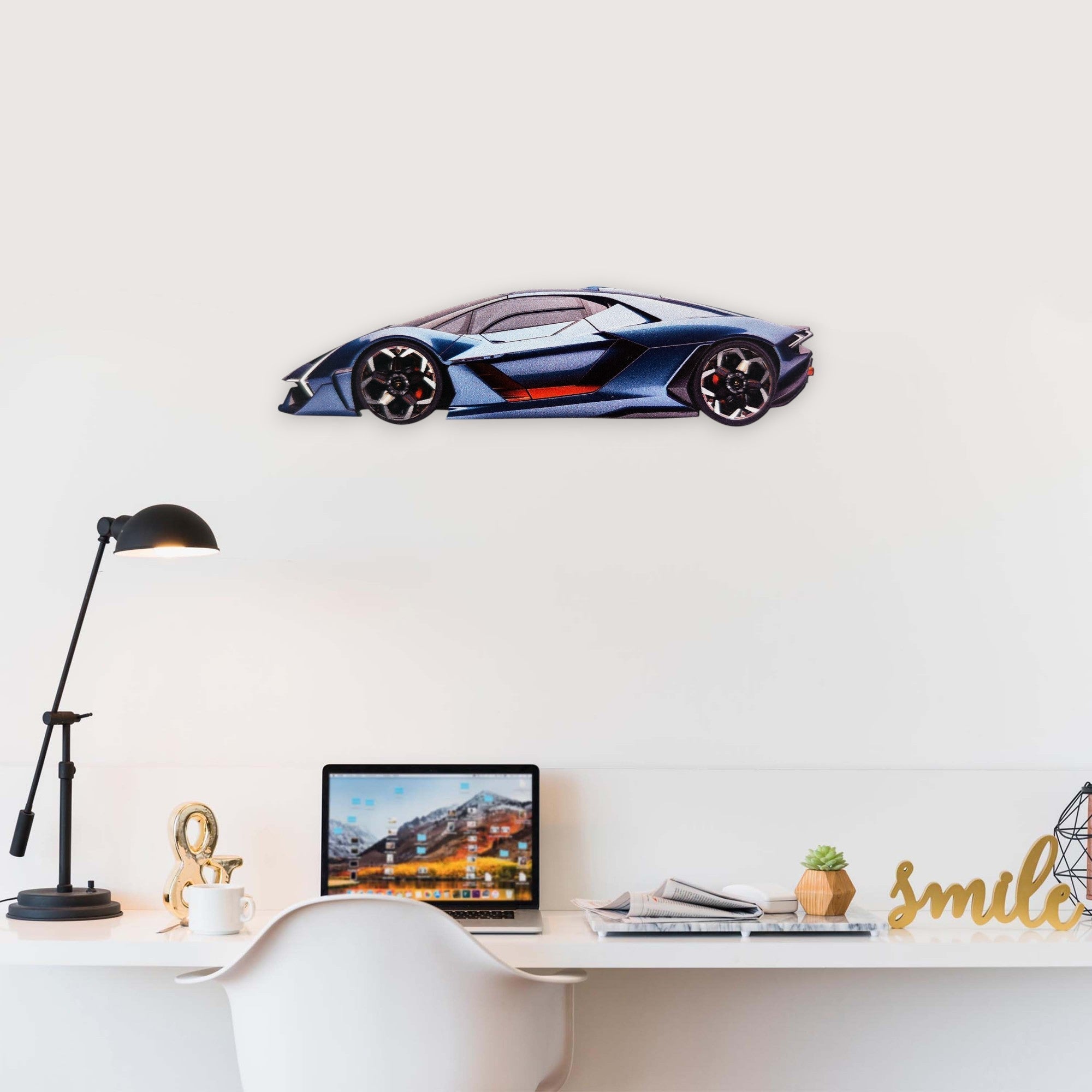 2013 Lamborghini Egoista (1) Metal Car Wall Art, Color 2D Diecast Car Decor, Silhouette Metal Wall Art, Gift For Car Lovers, Detailed Color Metal Car
