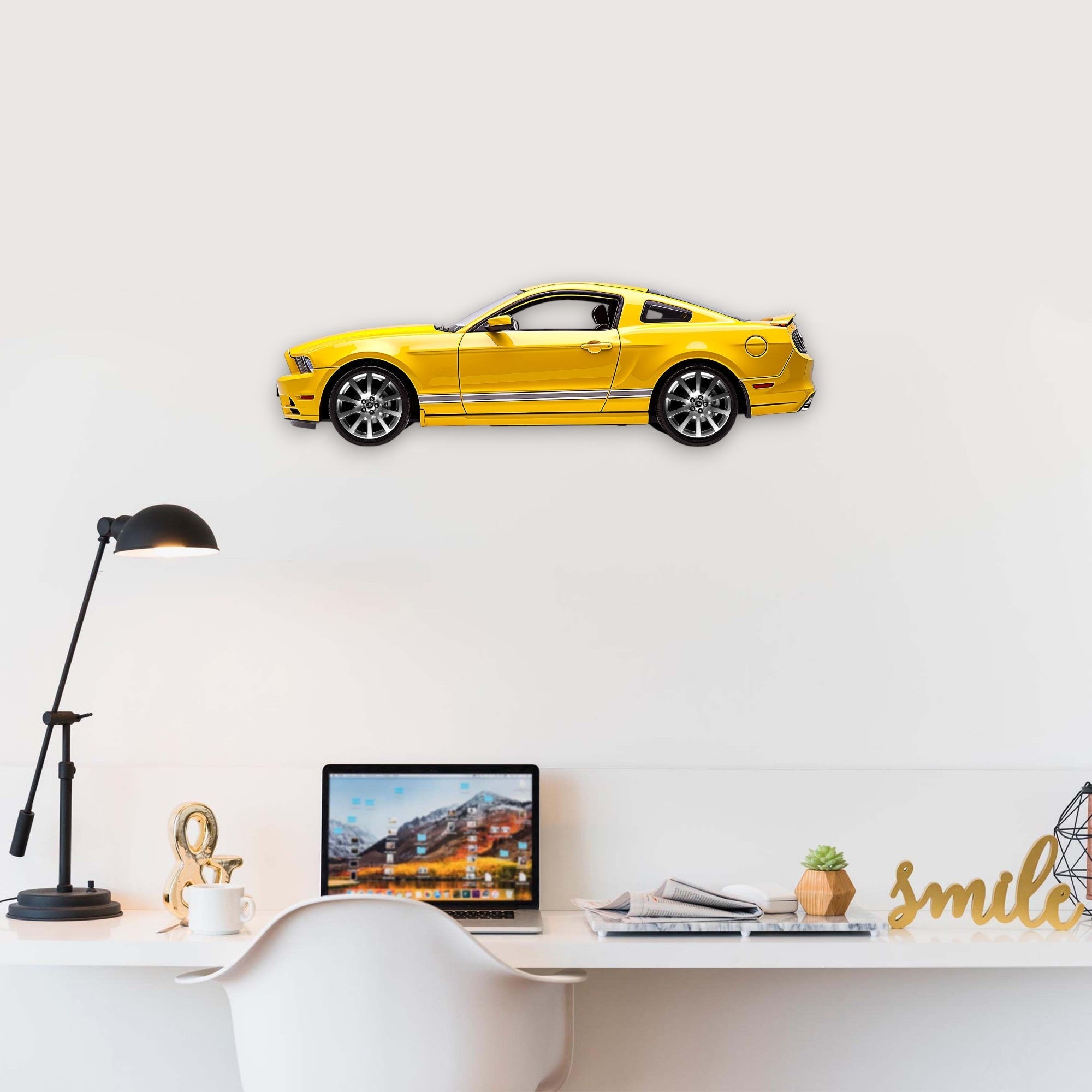 2014 Ford Mustang GT (2) Metal Car Wall Art, Color 2D Diecast Car Decor, Silhouette Metal Wall Art, Gift For Car Lovers, Detailed Color Metal Car