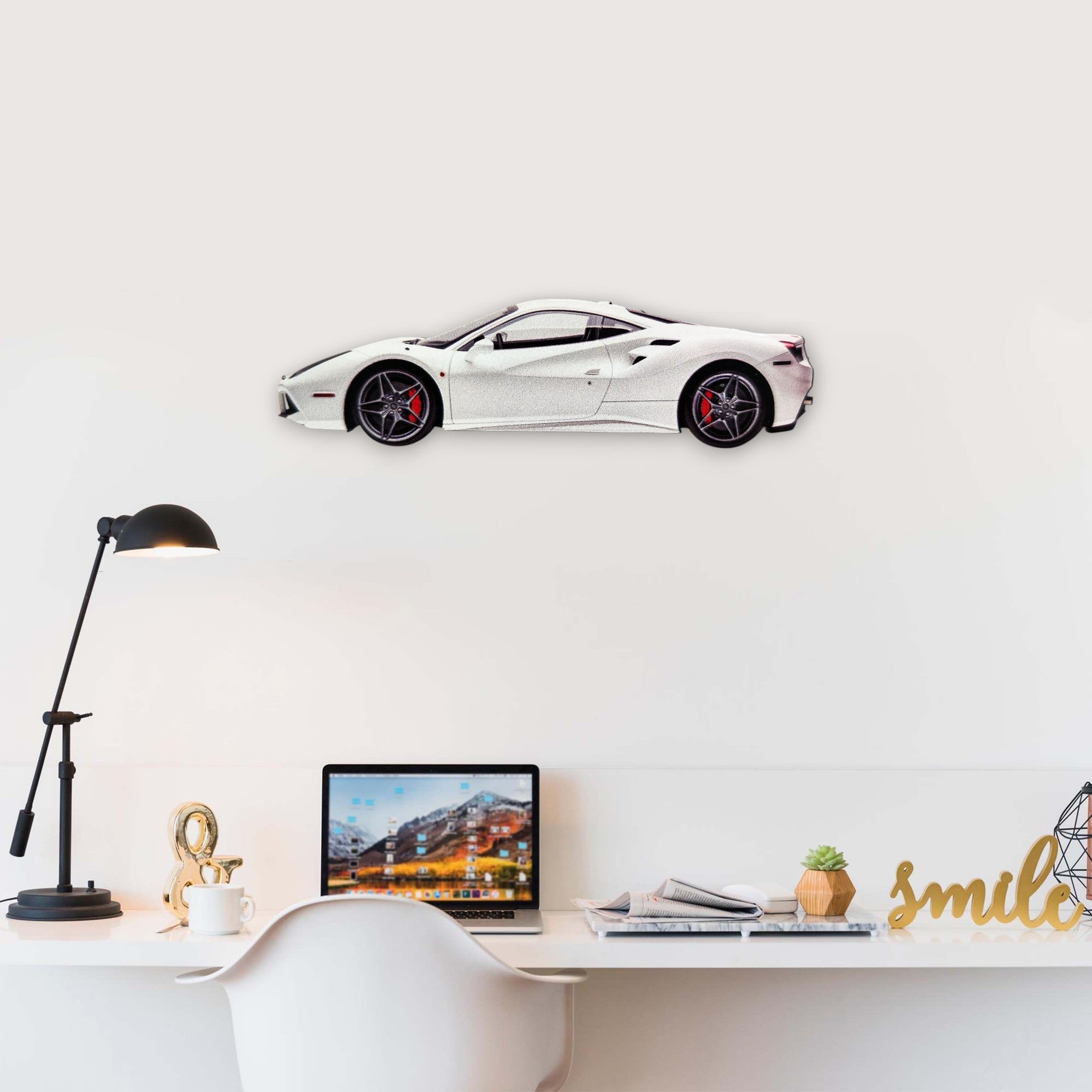 2015 Ferrari 488 GTB (2) Metal Car Wall Art, Color 2D Diecast Car Decor, Silhouette Metal Wall Art, Gift For Car Lovers, Detailed Color Metal Car