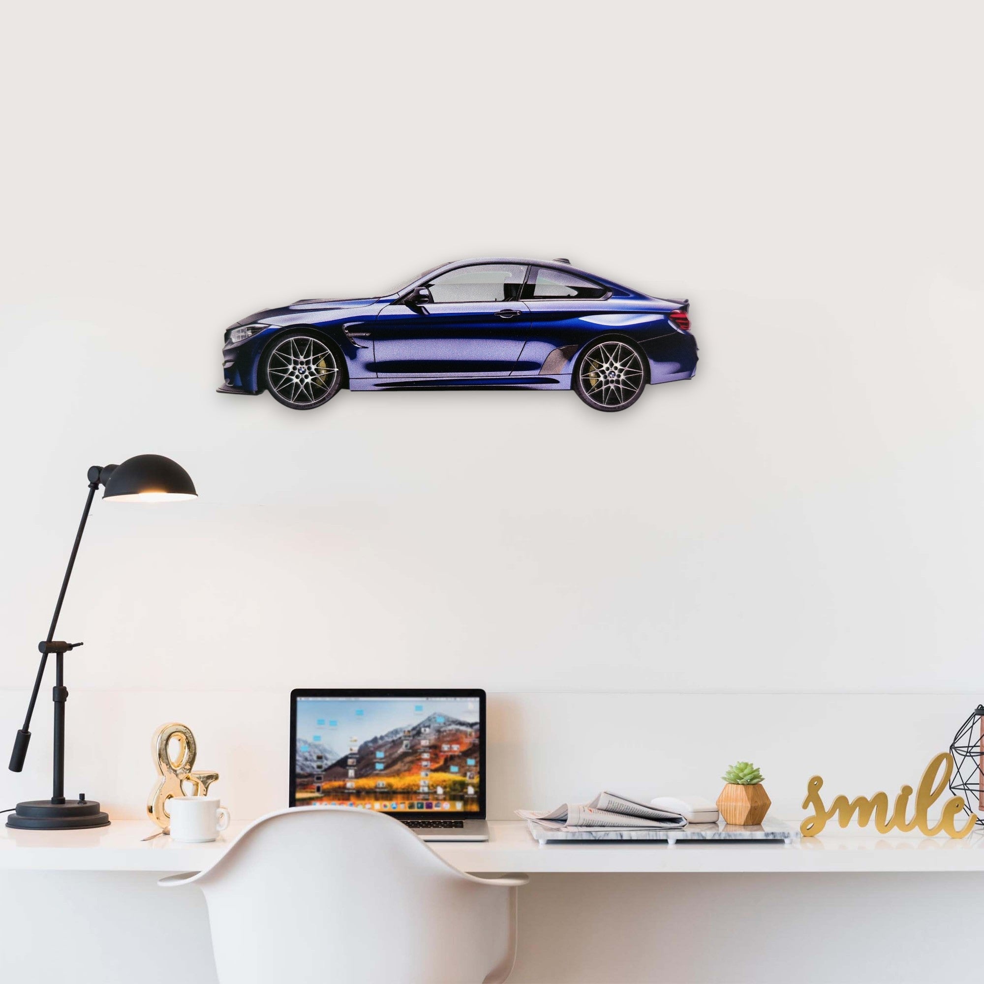 2016 BMW M4 (1) Metal Car Wall Art, Color 2D Diecast Car Decor, Silhouette Metal Wall Art, Gift For Car Lovers, Detailed Color Metal Car