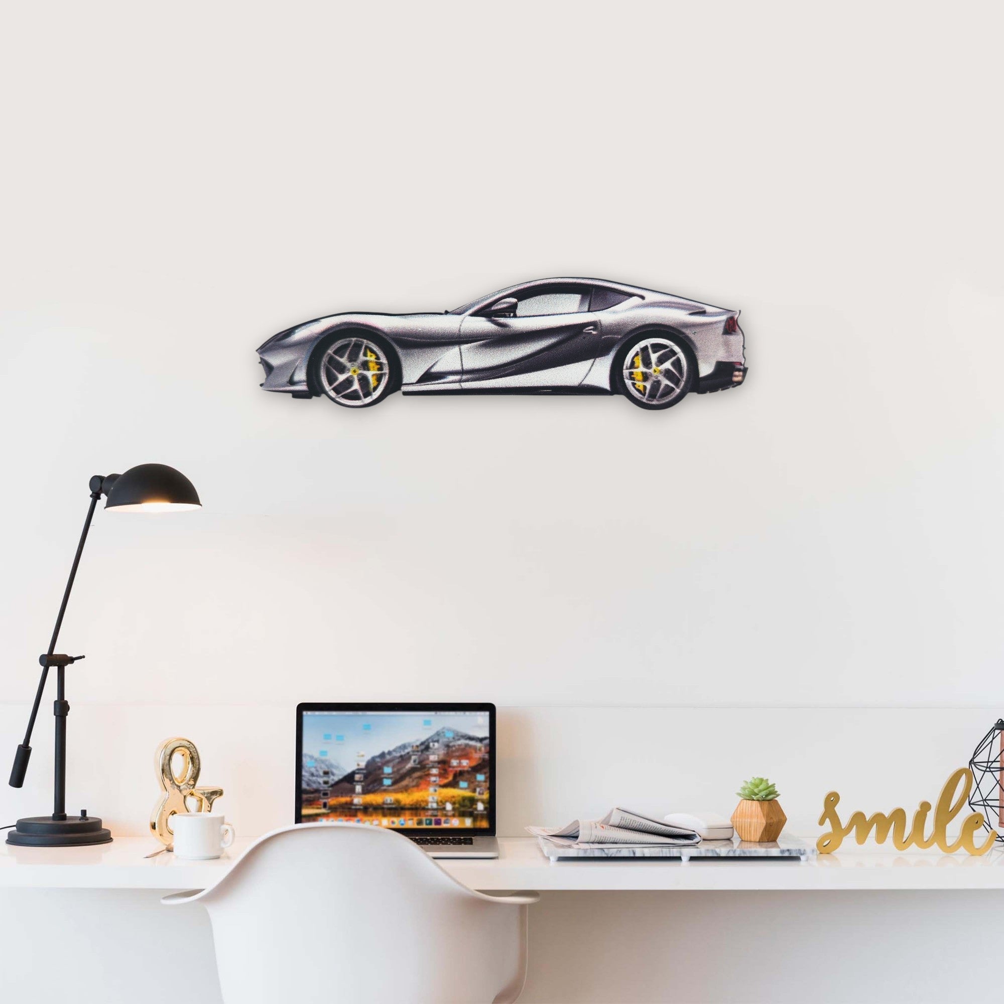 2017 Ferrari 812 Superfast (2) Metal Car Wall Art, Color 2D Diecast Car Decor, Silhouette Metal Wall Art, Gift For Car Lovers, Detailed Color Metal Car