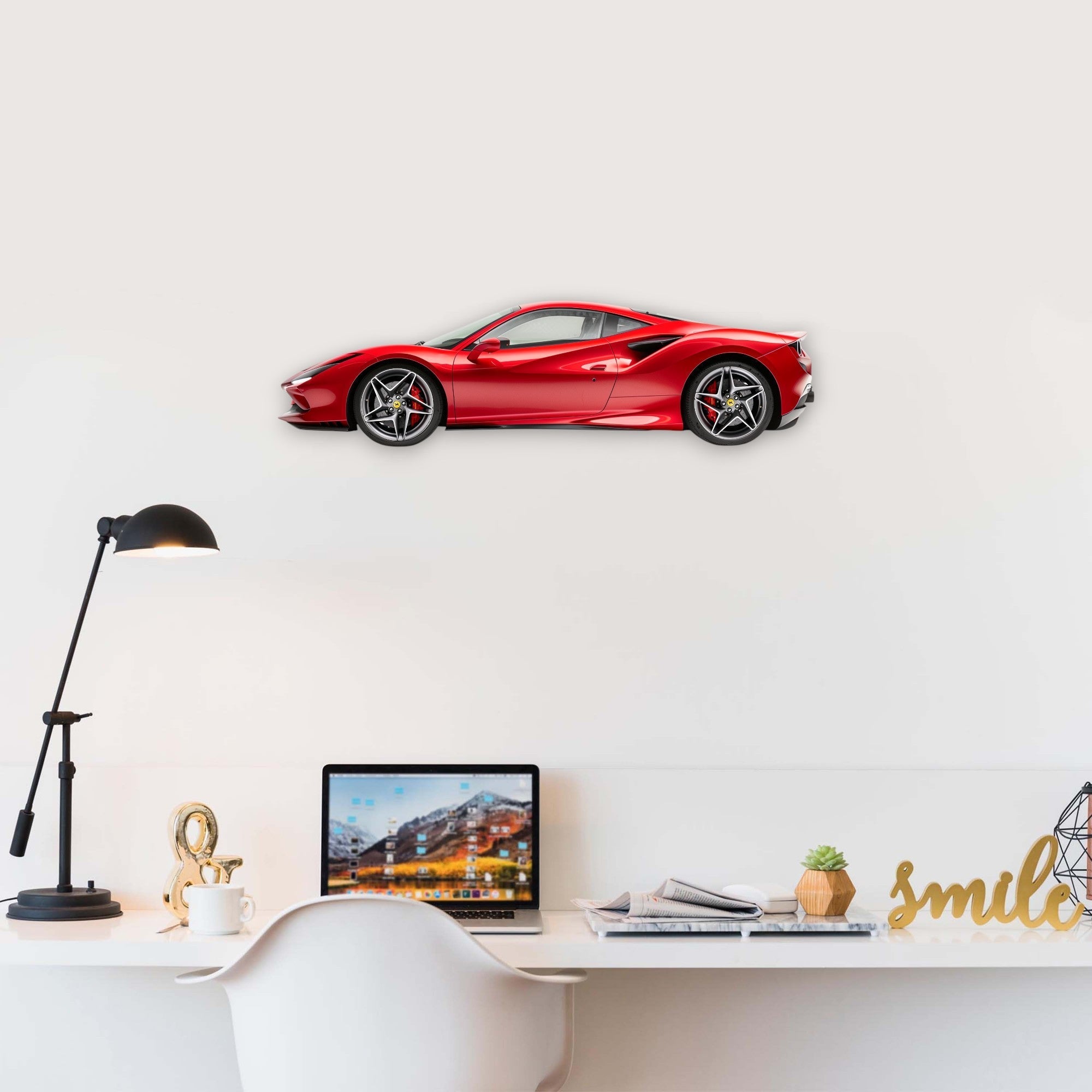 2019 Ferrari F8 Tributo (1) Metal Car Wall Art, Color 2D Diecast Car Decor, Silhouette Metal Wall Art, Gift For Car Lovers, Detailed Color Metal Car