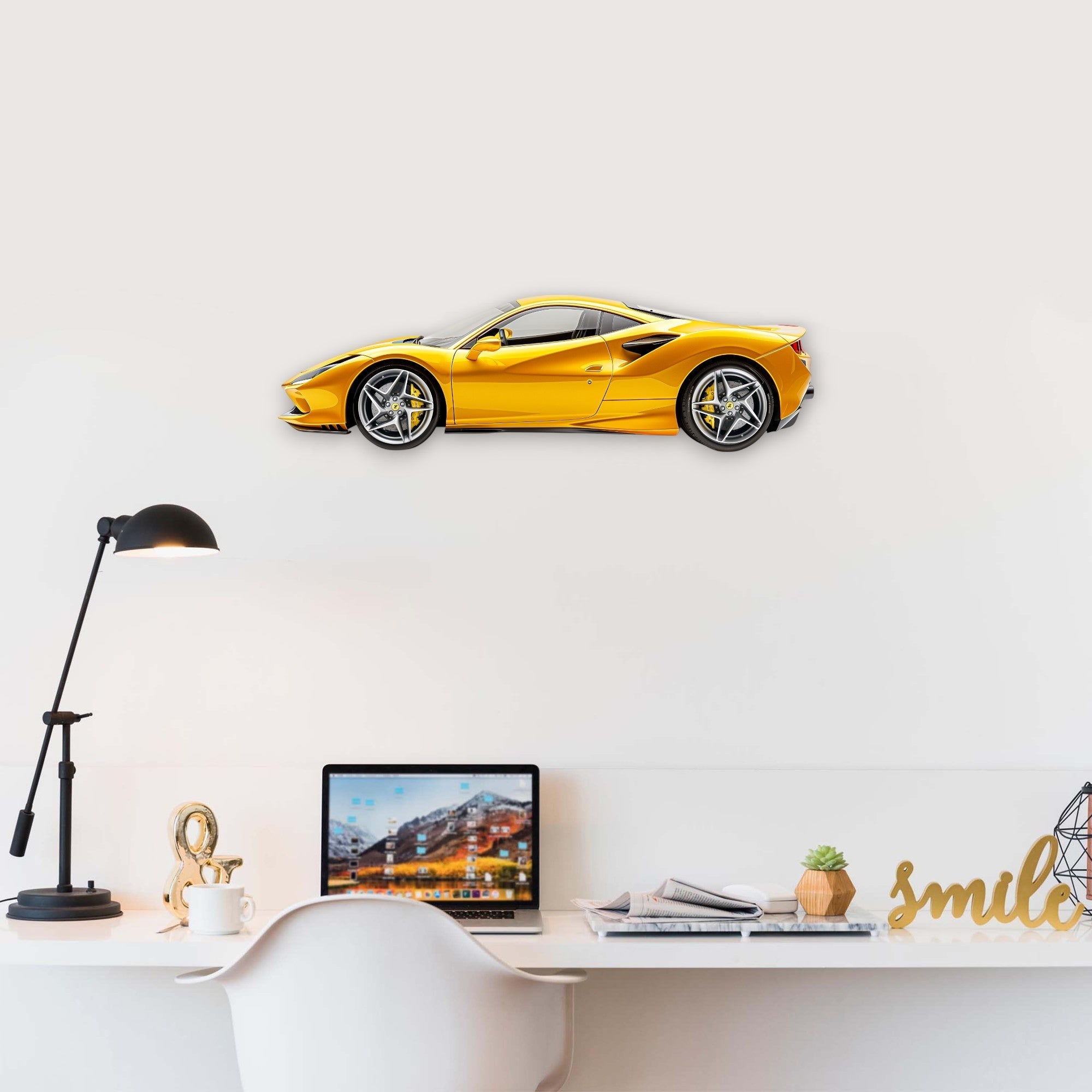 2019 Ferrari F8 Tributo (2) Metal Car Wall Art, Color 2D Diecast Car Decor, Silhouette Metal Wall Art, Gift For Car Lovers, Detailed Color Metal Car