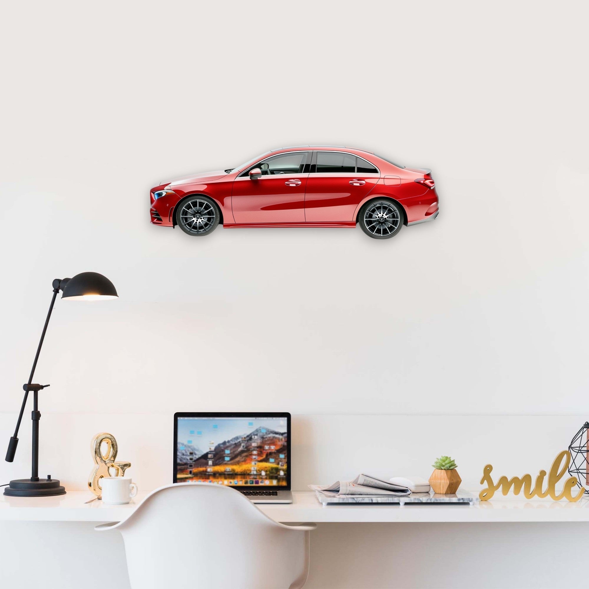 2019 Mercedes-AMG A35 (1) Metal Car Wall Art, Color 2D Diecast Car Decor, Silhouette Metal Wall Art, Gift For Car Lovers, Detailed Color Metal Car