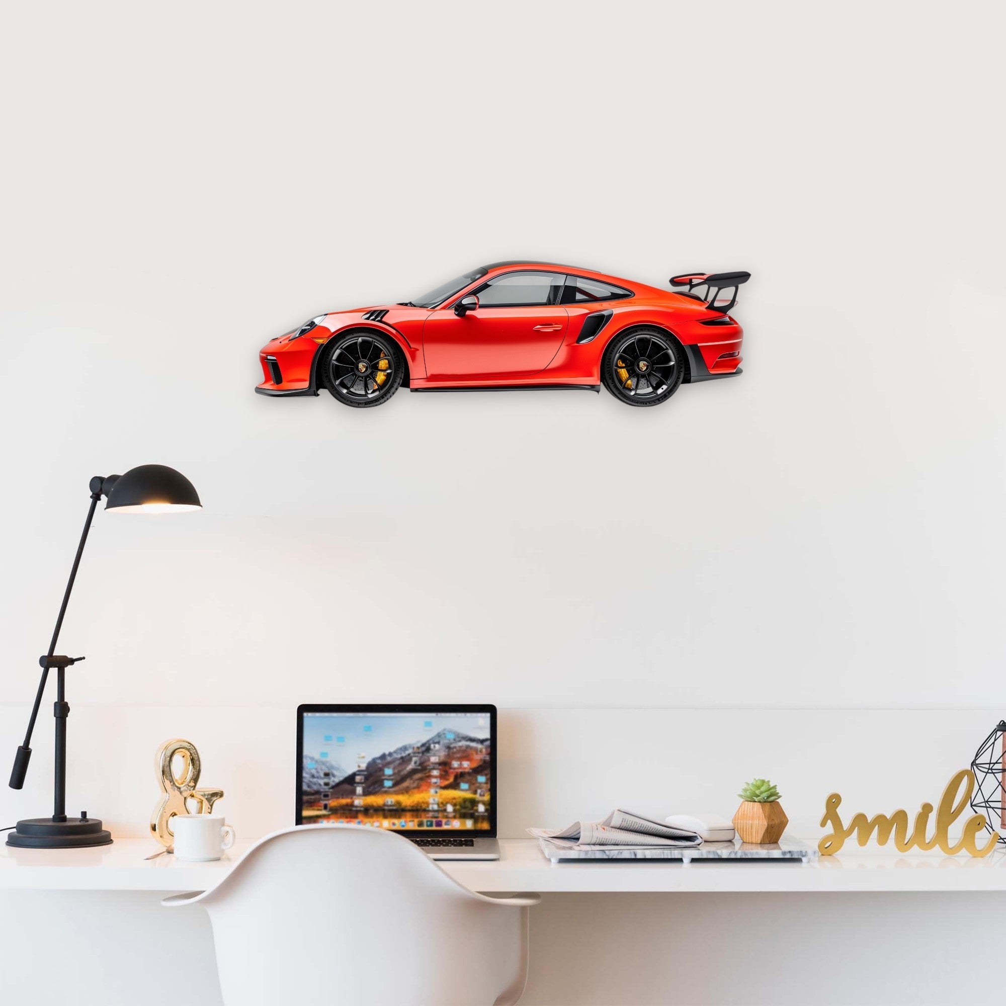 2019 Porsche 911 (991.2) GT3 RS (1) Metal Car Wall Art, Color 2D Diecast Car Decor, Silhouette Metal Wall Art, Gift For Car Lovers, Detailed Color Metal Car