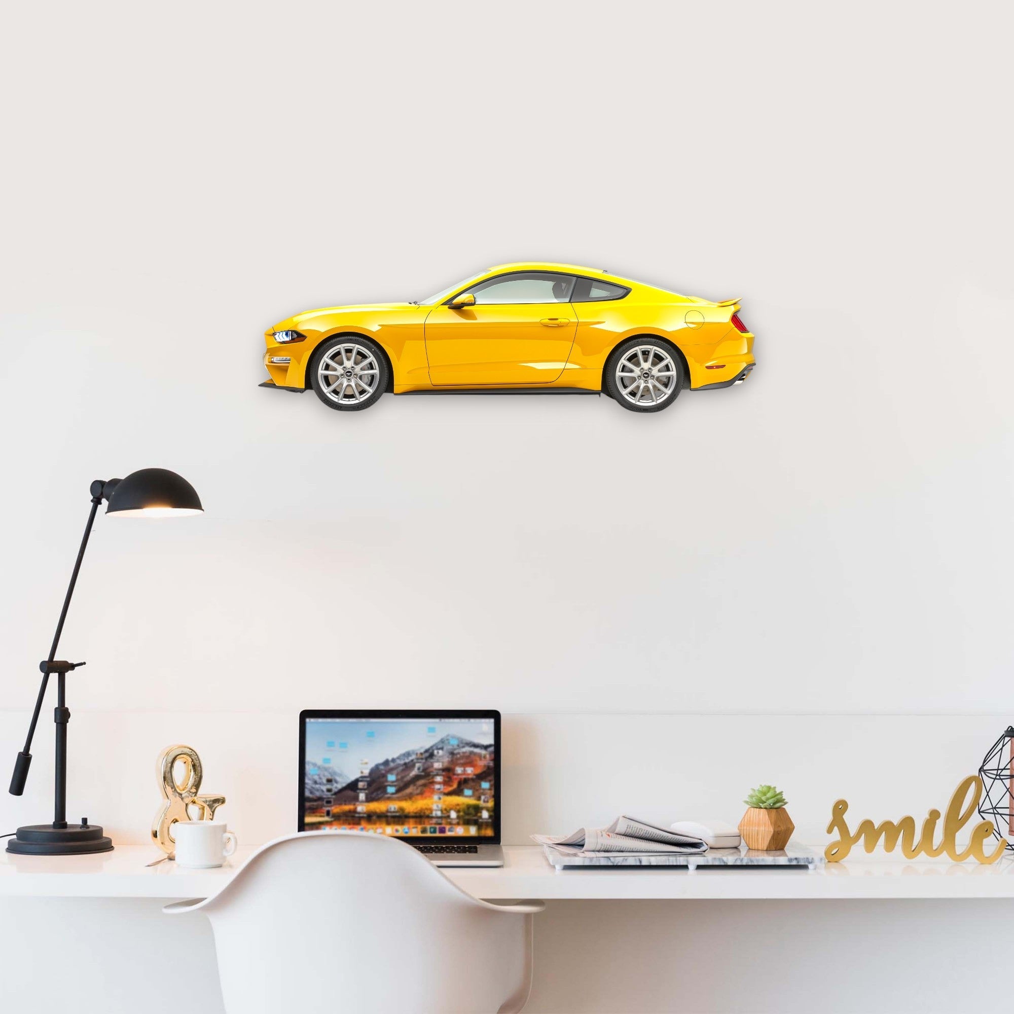 2020 Ford Mustang GT 5.0 (2) Metal Car Wall Art, Color 2D Diecast Car Decor, Silhouette Metal Wall Art, Gift For Car Lovers, Detailed Color Metal Car